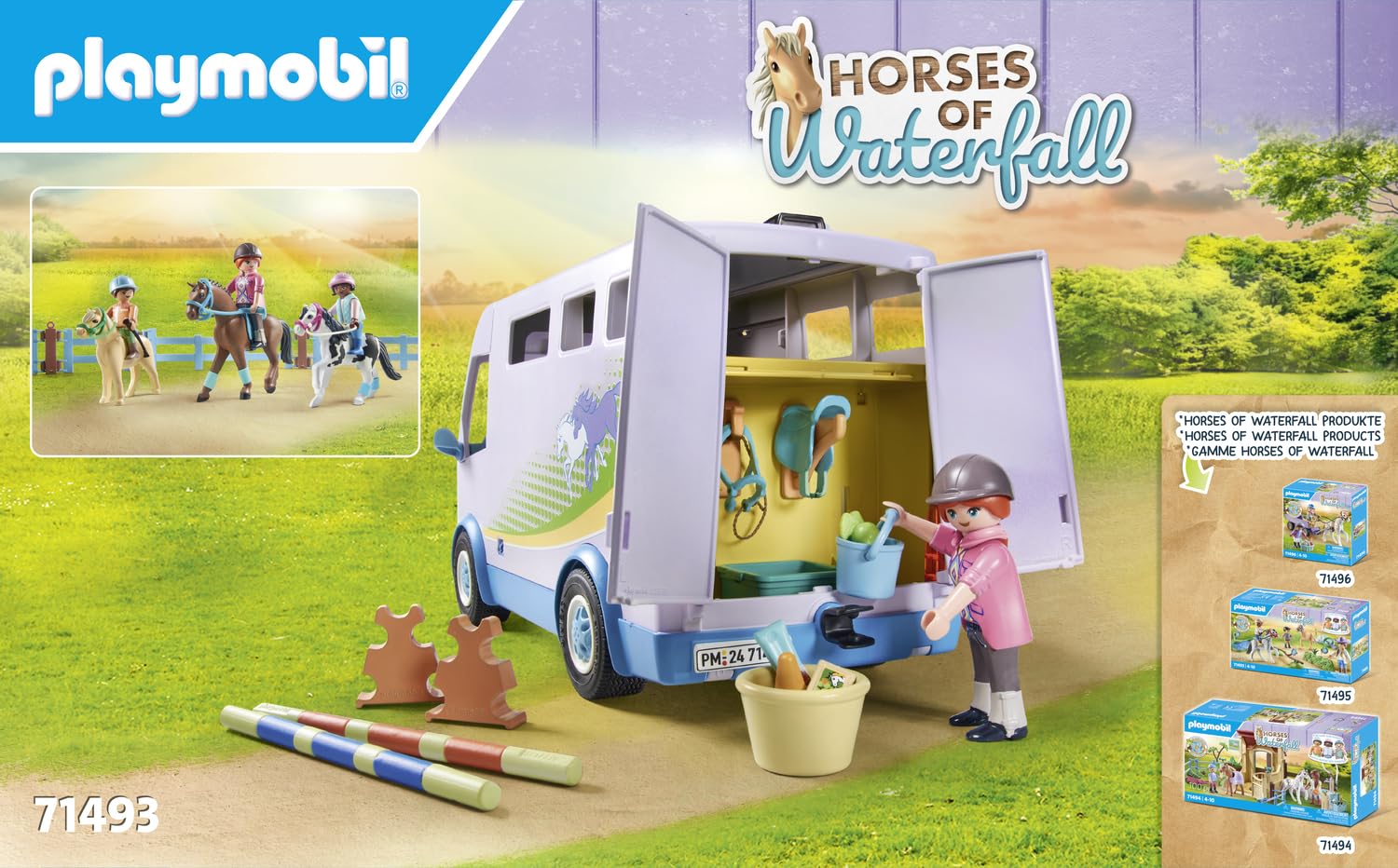 Playmobil 71493 Horses of Waterfall: Mobile Riding School with Transporter - Educational Playset for Ages 4+ 6