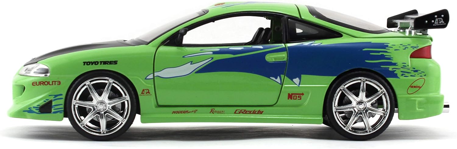 FAST & FURIOUS 1995 Mitsubishi Eclipse 1:24 Scale Die-Cast Replica Car - Jada Collectible Vehicle 5