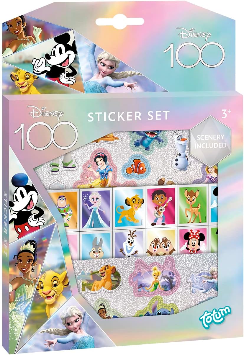Totum Disney Sticker Set - 3 Sheets with Over 50 Glitter Stickers from Classic Films