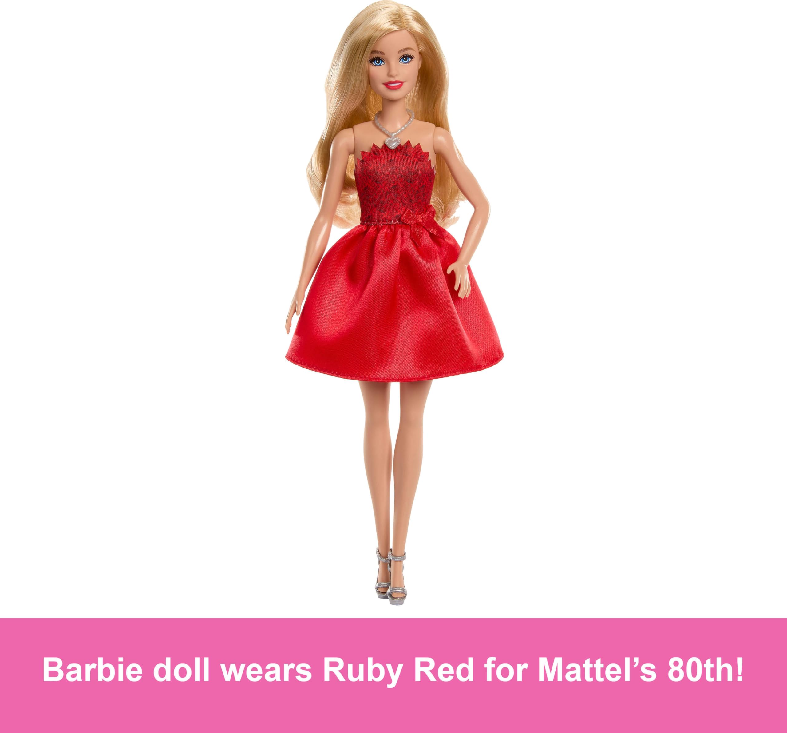 Barbie Mattel 80th Anniversary Ruby-Red Celebration Blonde Fashion Doll - Collectible Doll for Kids & Collectors 5