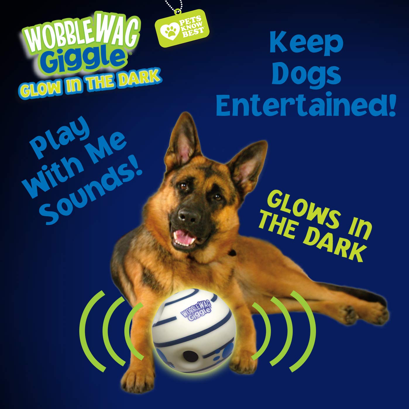 Wobble Wag Giggle Ball - Interactive Dog Toy with Glow in the Dark Feature | Durable Vinyl 8