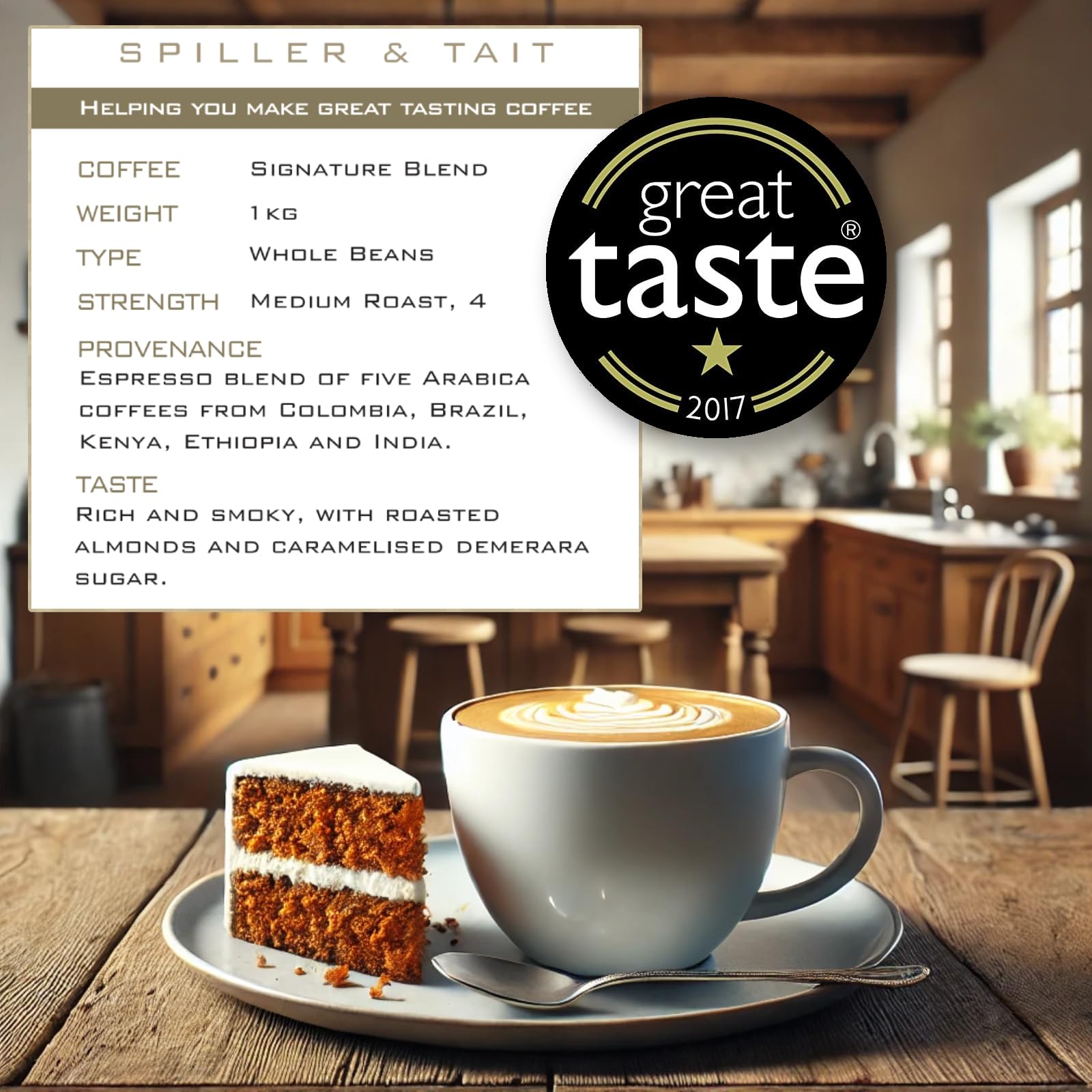 Spiller & Tait Signature Blend - Award-Winning Whole Bean Coffee 1kg 12