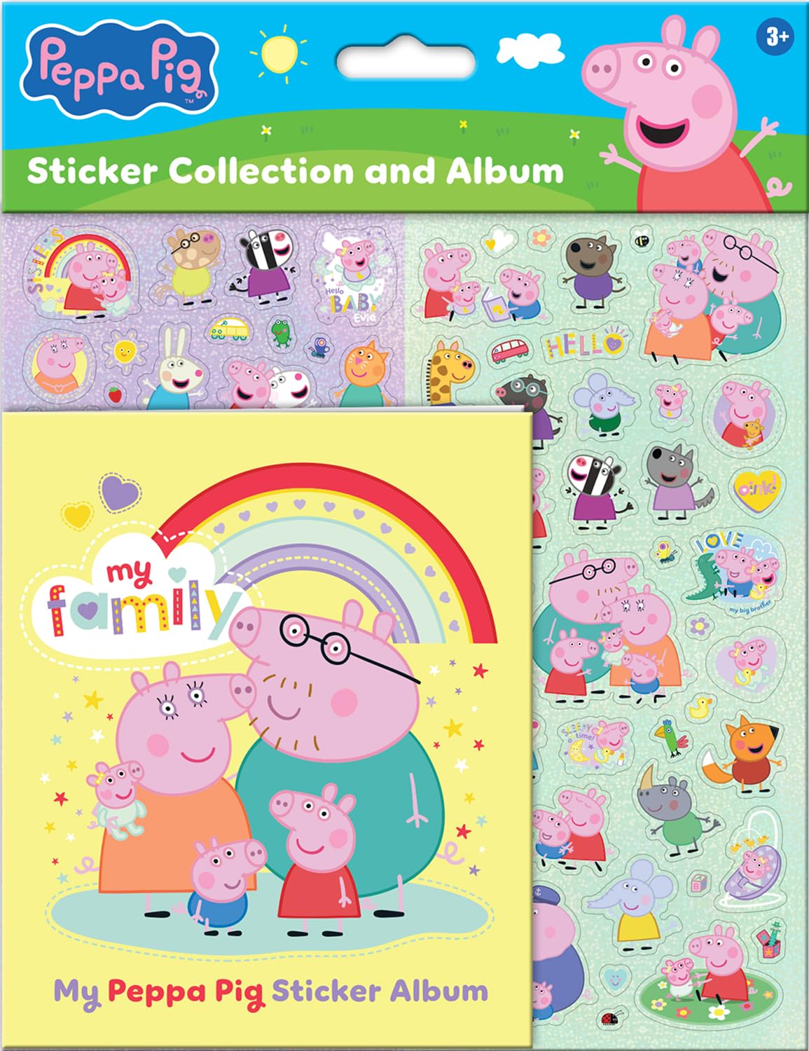 Peppa Pig Family Sticker Collection and Album - Featuring Evie Foiled Stickers
