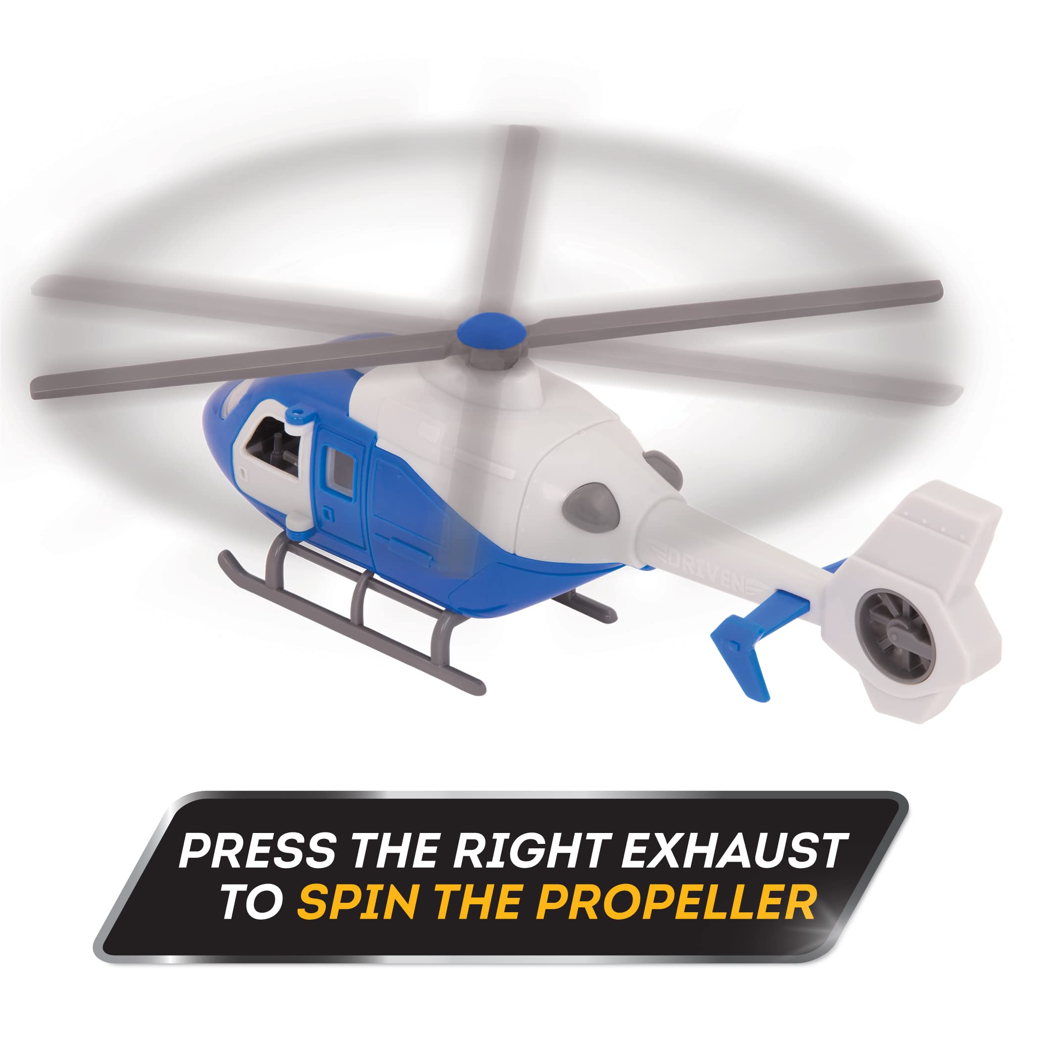 Driven by Battat – 7-Inch Rescue Helicopter Toy with Lights & Sounds, Blue 6