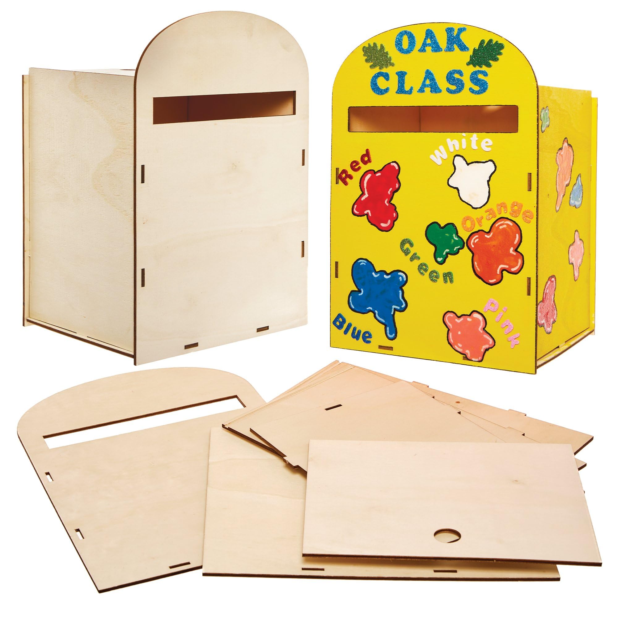 Baker Ross FX846 Wood Craft Post Box Kit - Paintable & Customizable | Assembled Size 23x23x33cm | 1 Kit 1