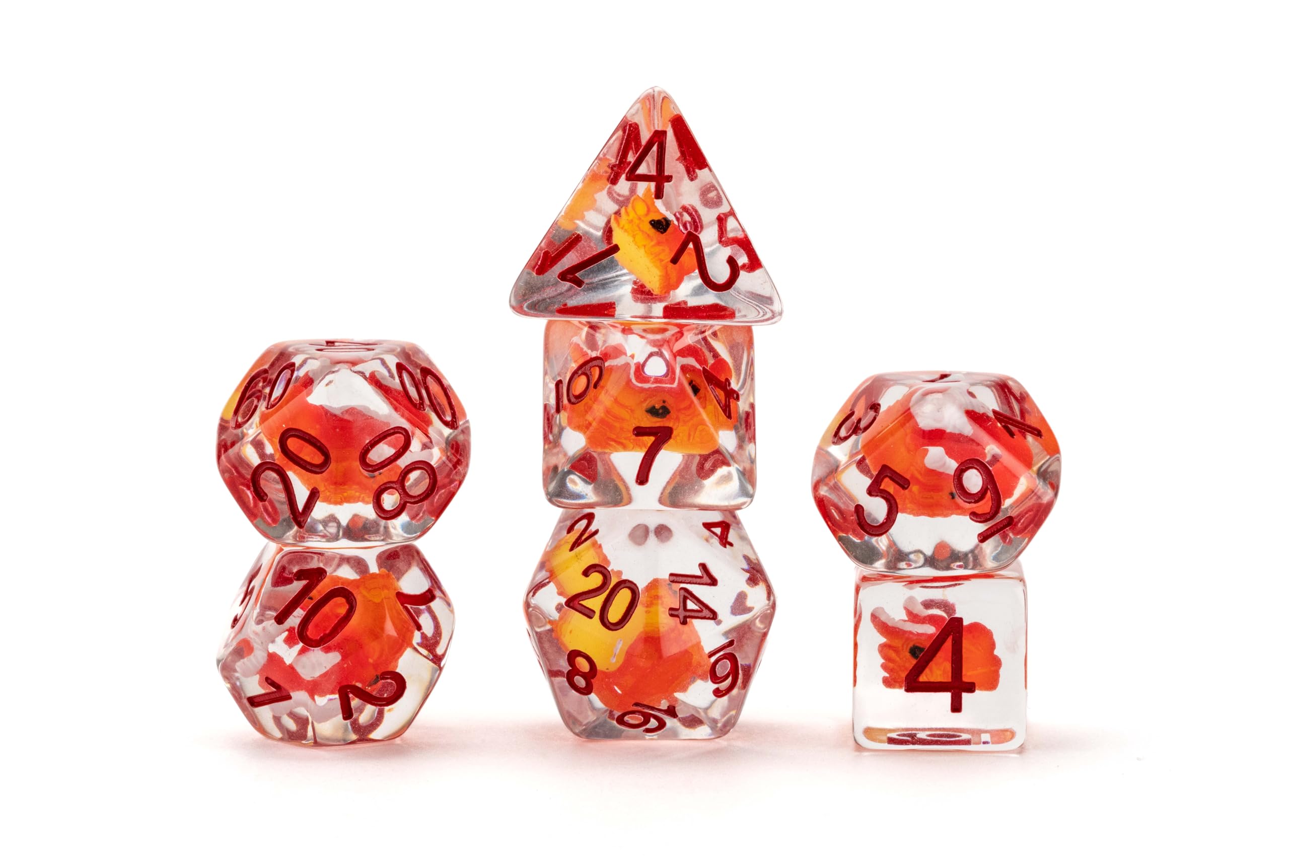 Metallic Dice Games Dragon StormTM FanRoll Red Resin Dice Set