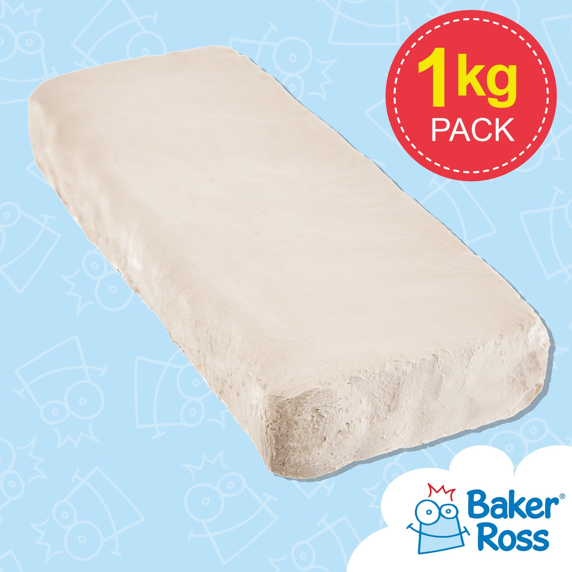 Baker Ross White Air Drying Clay - 1kg Pack | Soft Modelling Material | Paintable Finish