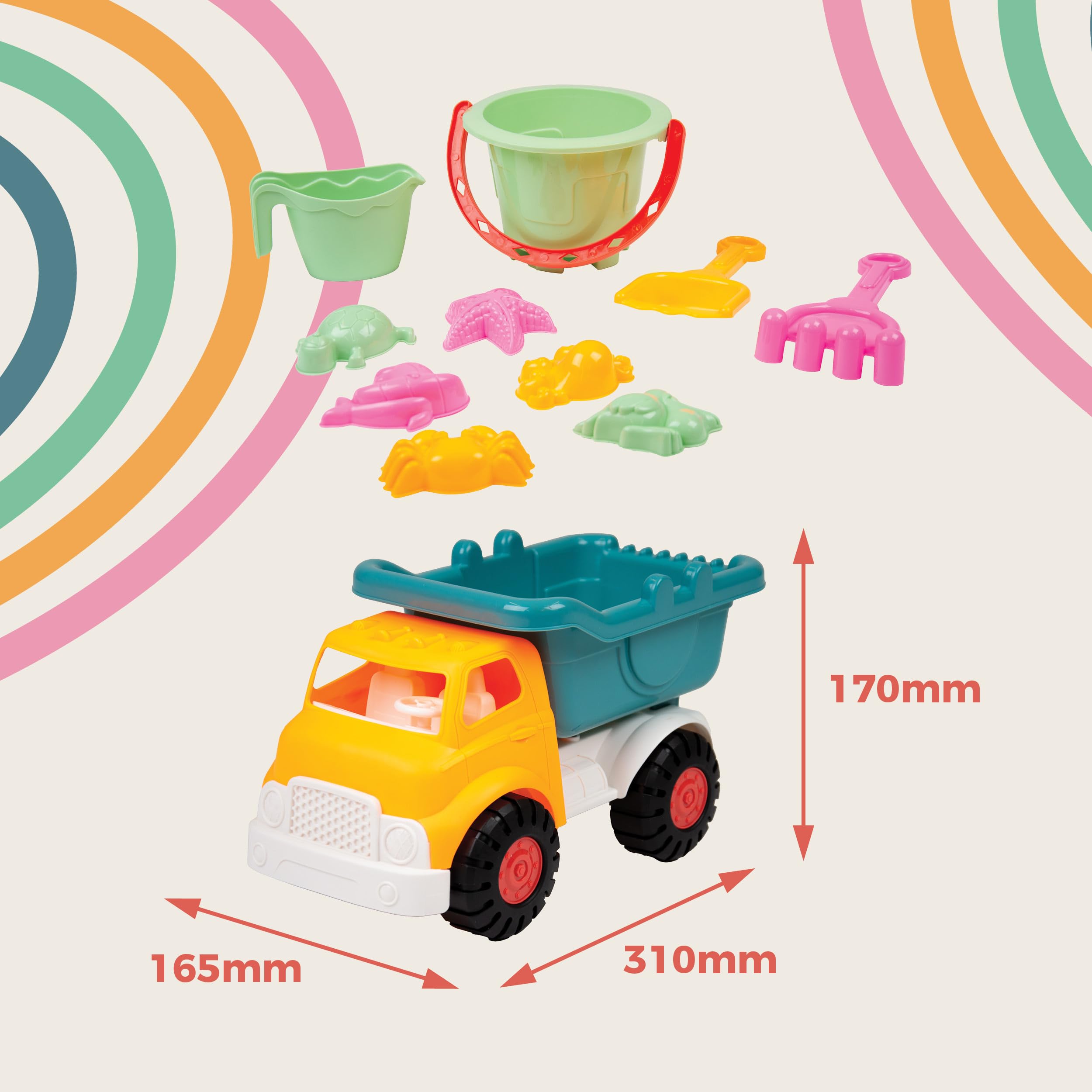 Activo Sand Truck & Accessories Set - 11-Piece Outdoor Playset for Toddlers 18 Months+ 3