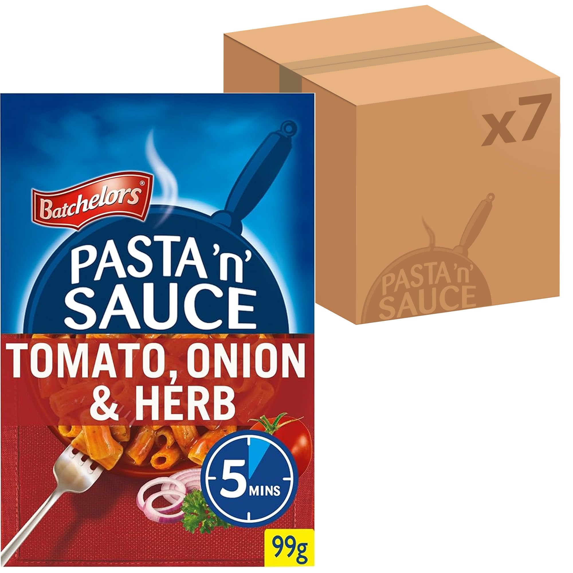 Batchelors Pasta 'n' Sauce Tomato, Onion & Herb Pasta Ready Meal, 99 g Pack of 7