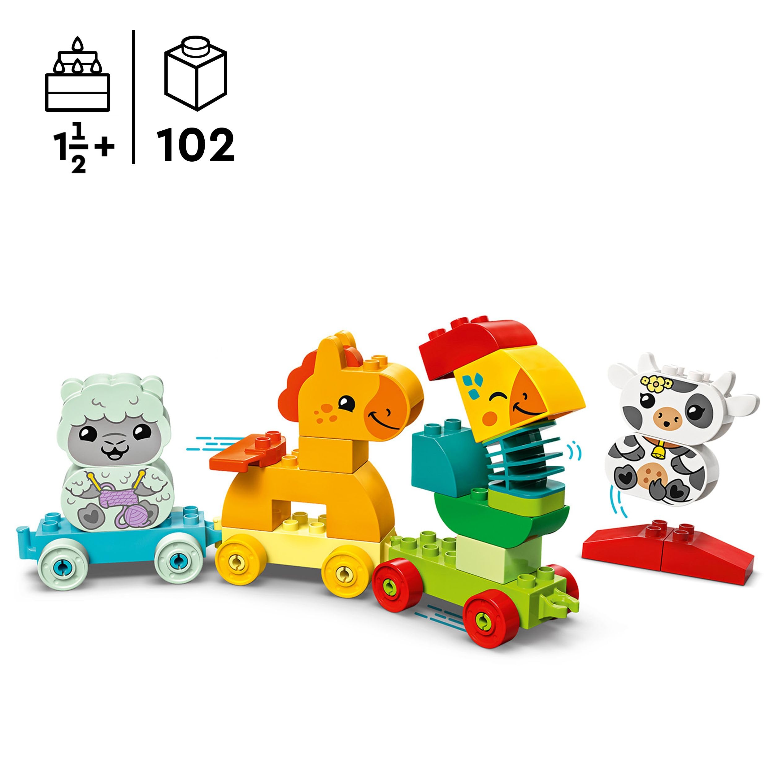 LEGO DUPLO My First Animal Train 10412 Building Set for Toddlers 18 Months+ | Color Matching & Motor Skills
