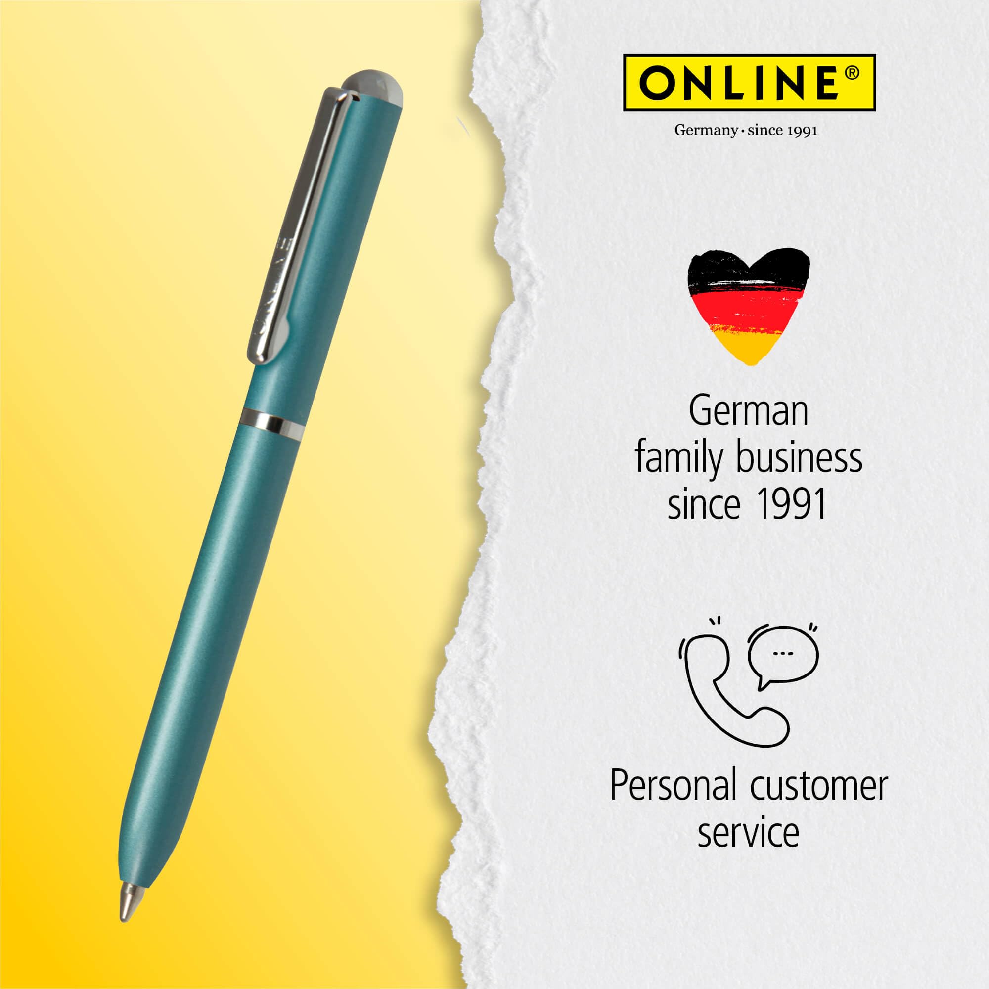 Online Mini Twist Ballpoint Pen - Turquoise, 8cm Length, Metal Clip | D1 Refill | Black Ink 8