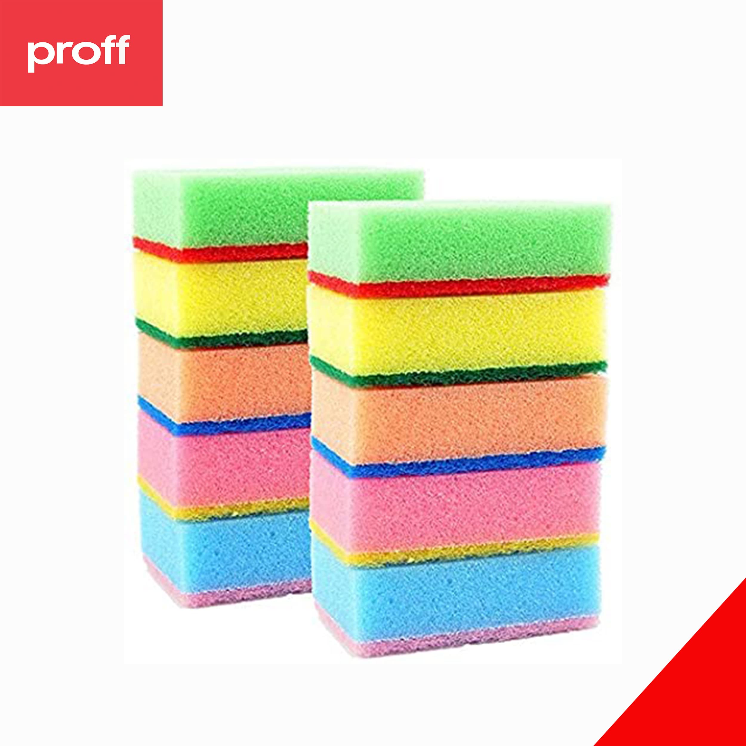 Proff Cleaning & Washing up Sponge Scourers - Pack of 50 | Foam | Mix Colours