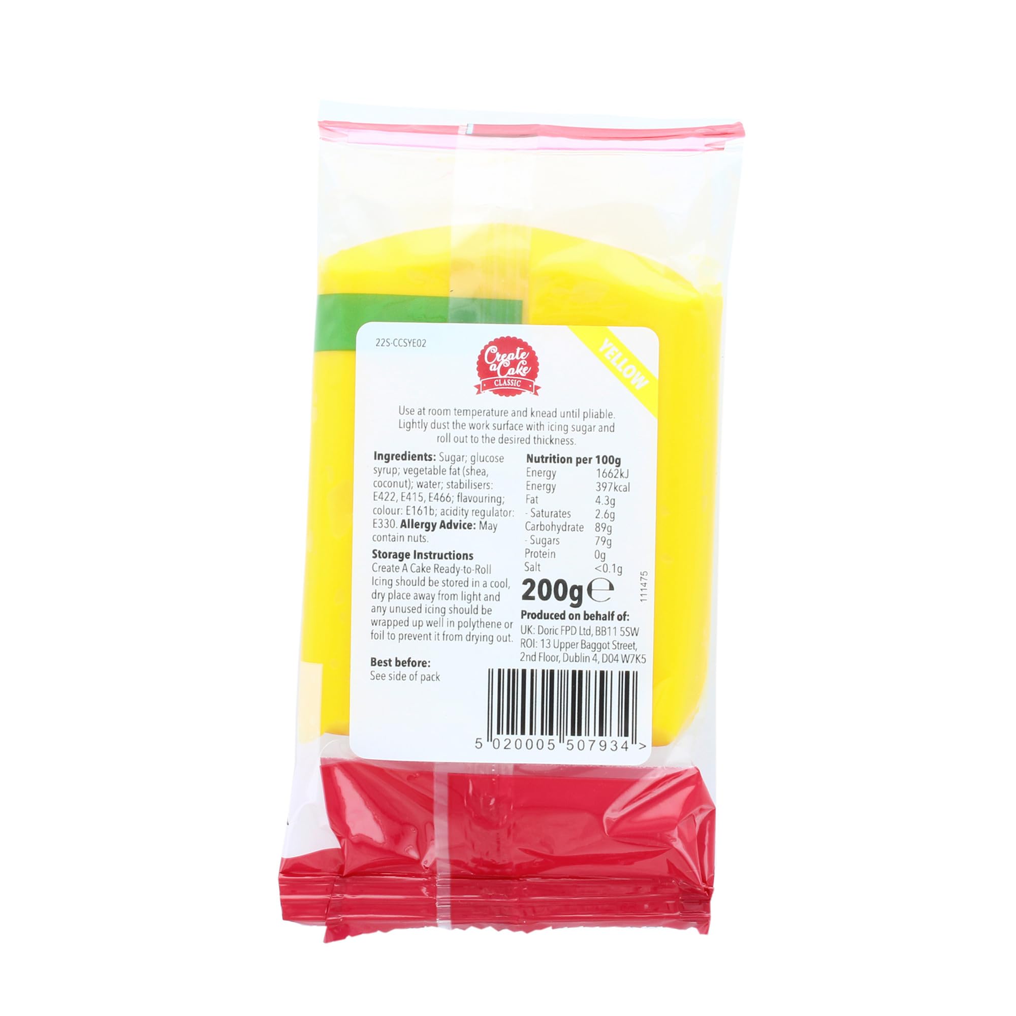 Create A Cake - Ready to Roll Icing Yellow Fondant Icing Palm Free Sugar Paste 1.6kg 5