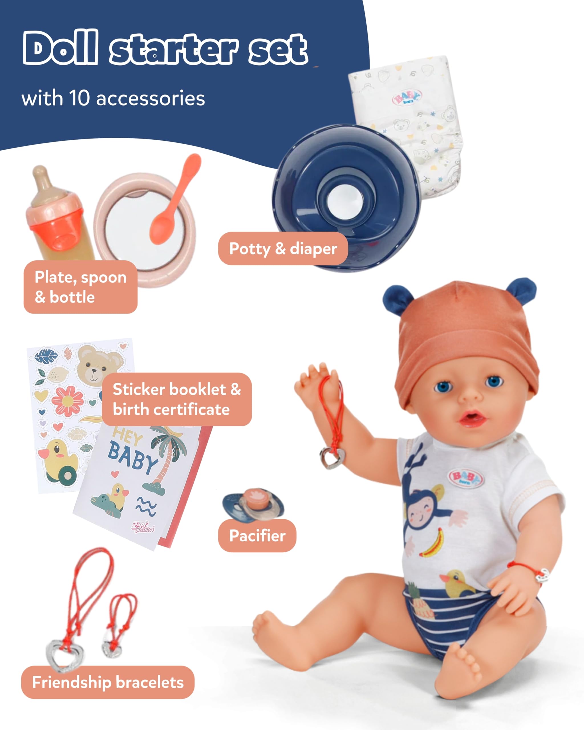 BABY born Emma Doll - 43 cm - 10 Functions | Jungle Style | Ages 3+