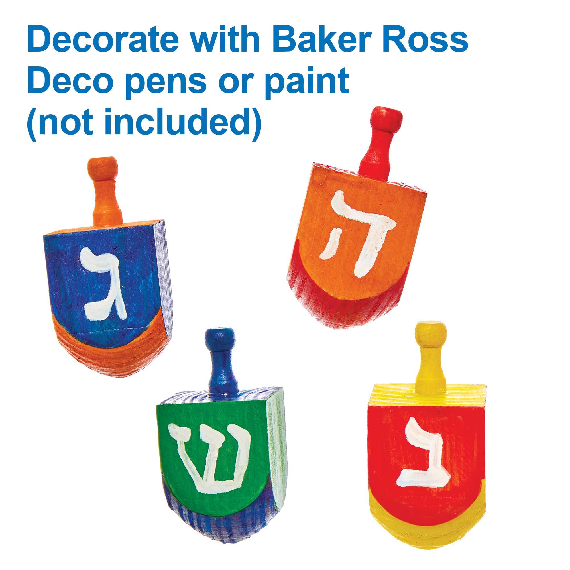 Baker Ross FX939 Wooden Dreidels - Pack of 5, Paint Your Own Hanukkah Craft Toy 10