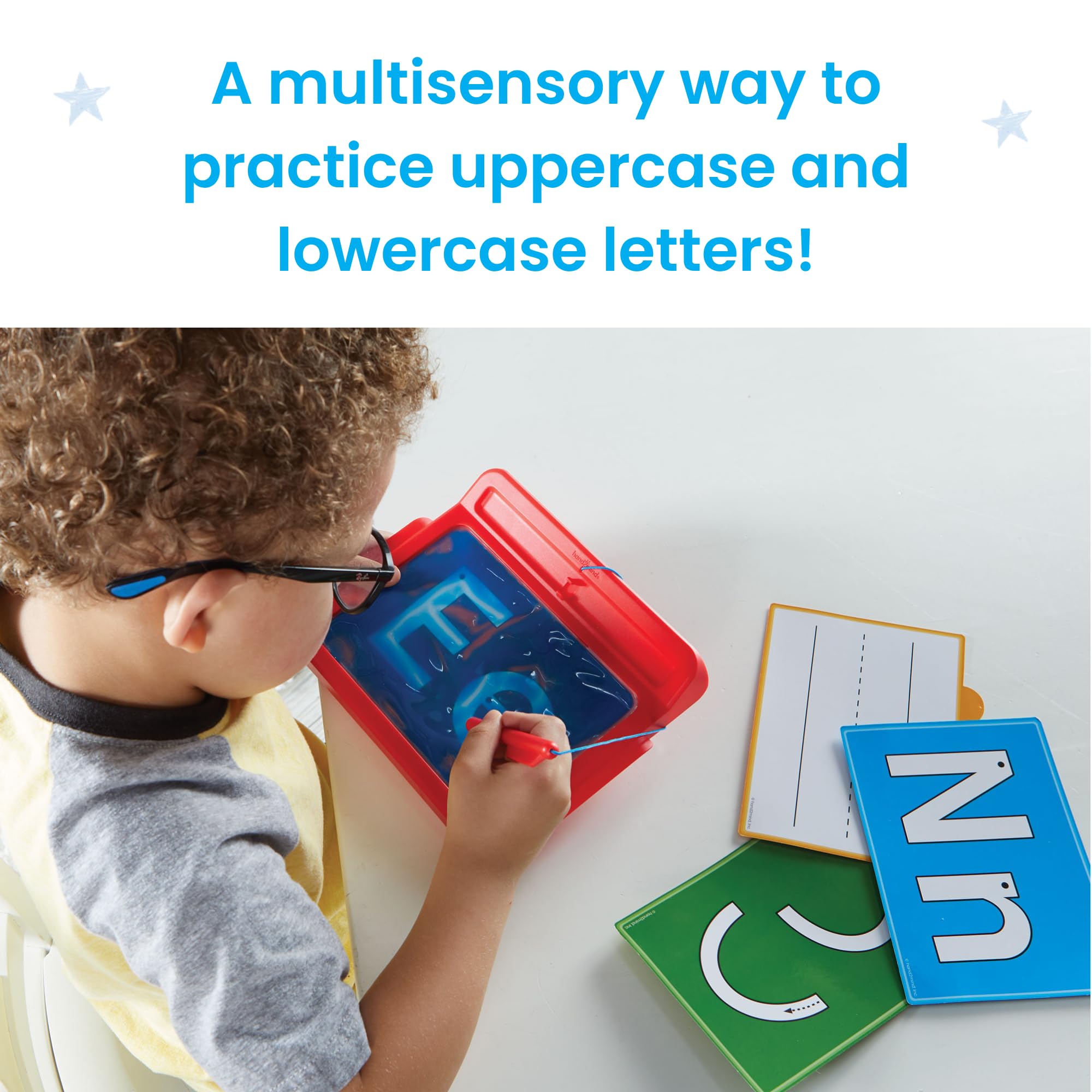 hand2mind Letter Tracing Sensory Pad - Mess-Free Gel Writing for Kids 3-5 | Includes 16 Double-Sided Cards 3