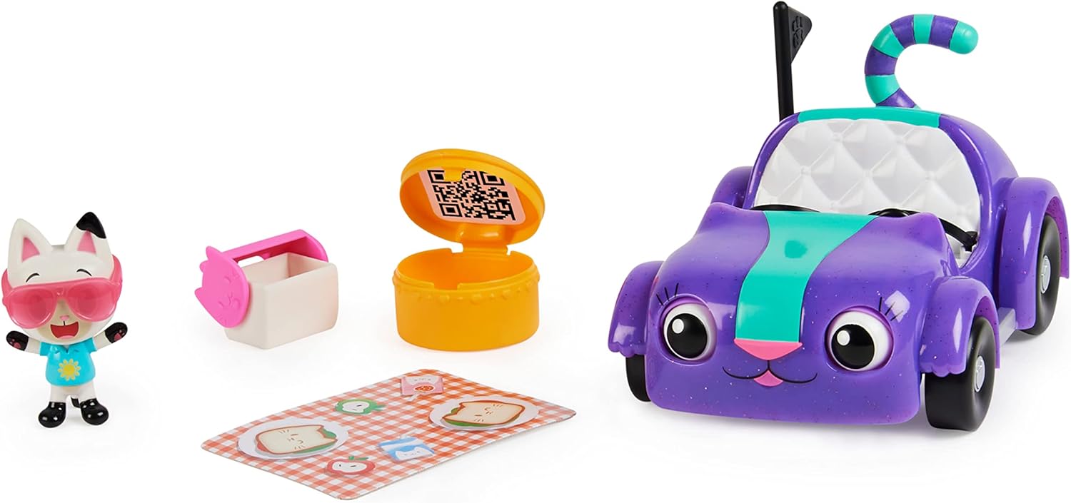 Gabby's Dollhouse Carlita Car with Pandy Paws Figure & Picnic Playset - Interactive Vehicle for Kids 3+