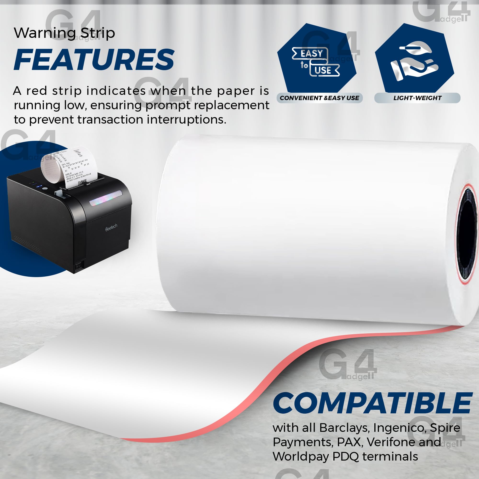 G4GADGET Thermal Paper Till Rolls - 20 Rolls, 57mm x 40m for Cash Registers & Credit Card Machines 6