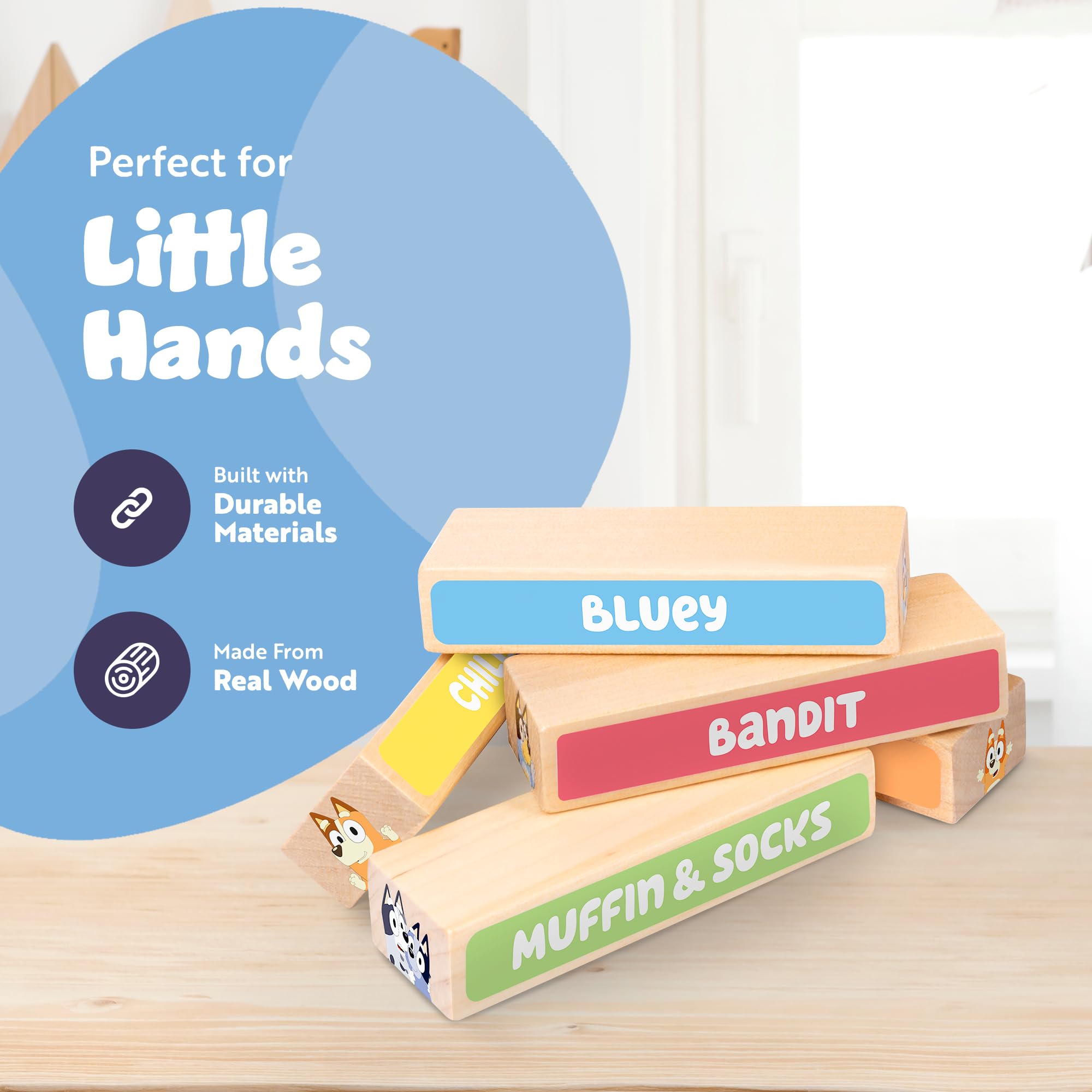 Bluey - Tumbling Tower Game 54 FSC-Certified Wooden Blocks 10