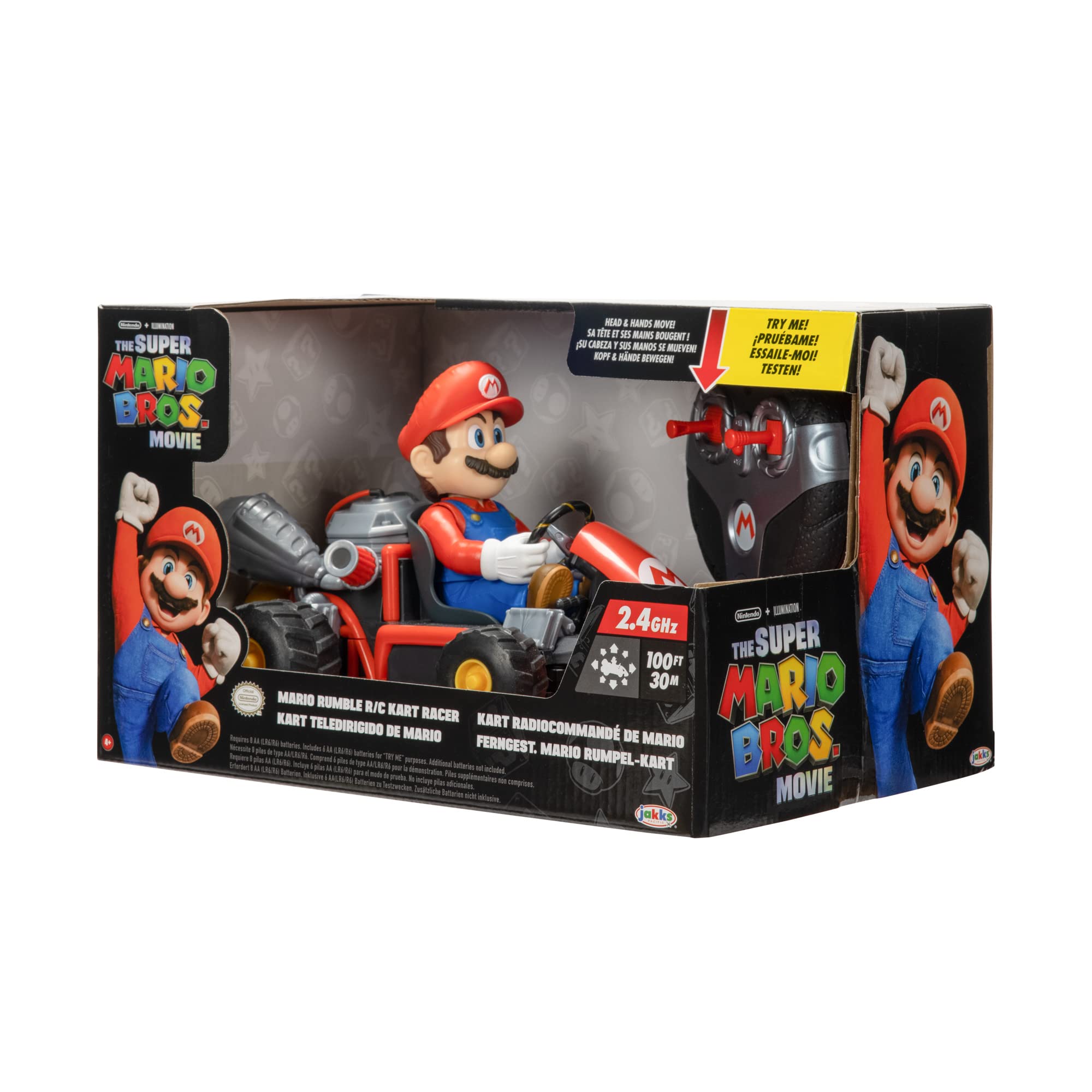 THE SUPER MARIO BROS. MOVIE R/C Car - Full Function 2.4GHz | 100ft Range | Mario Figure Moves | Flashing Light 6