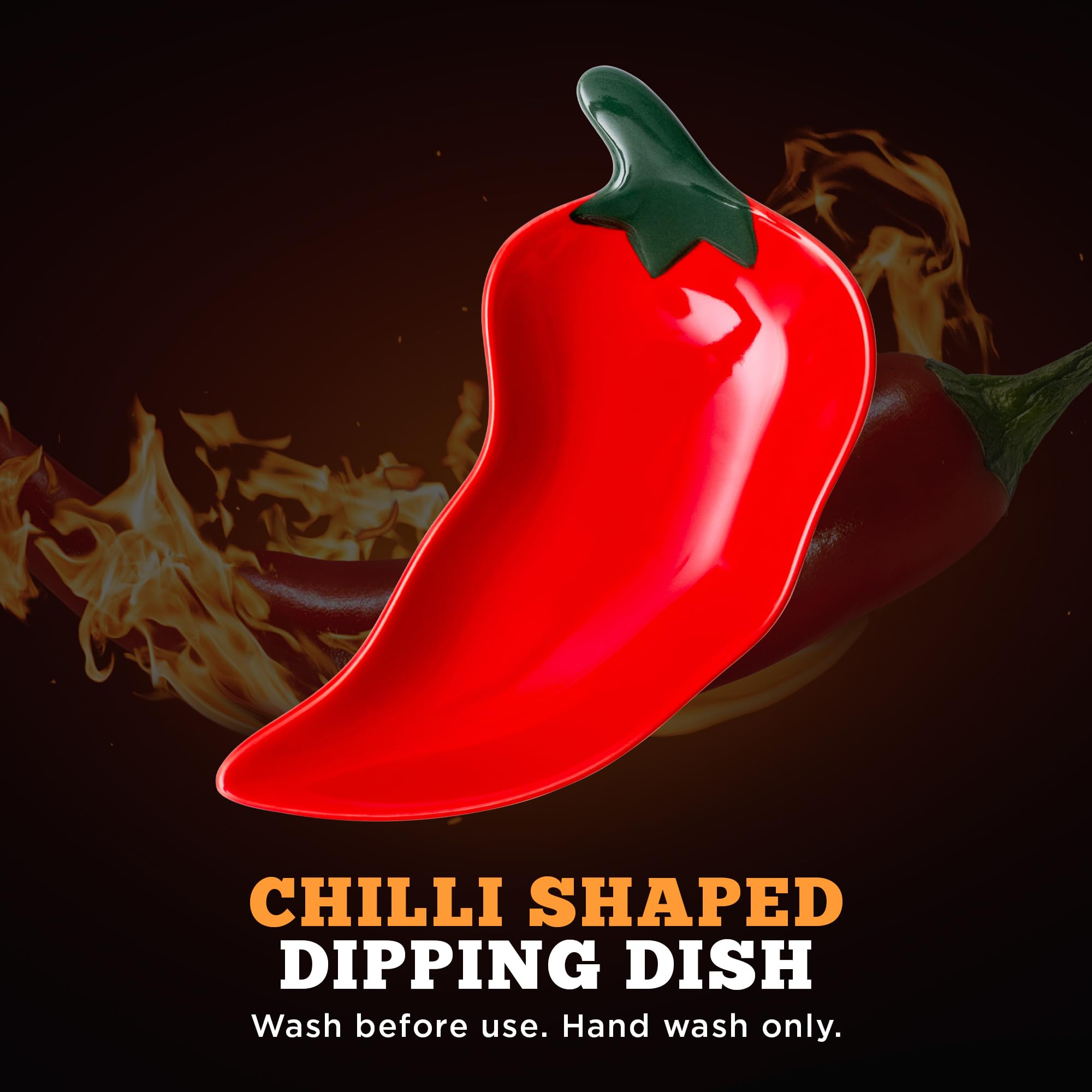 Hot Sauce Gift Set - Mild Green Chilli & Habanero Sauce Duo with Chilli Shaped Dipping Dish 7