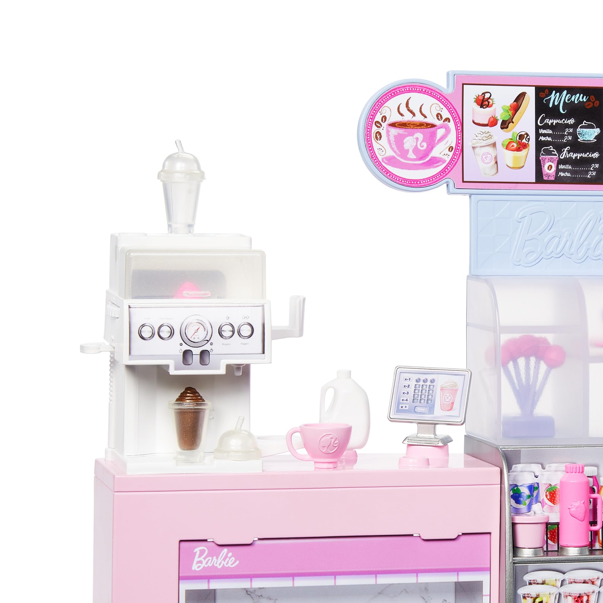 Barbie Coffee Shop Playset with Blonde Barista Doll & 13-Piece Accessory Set
