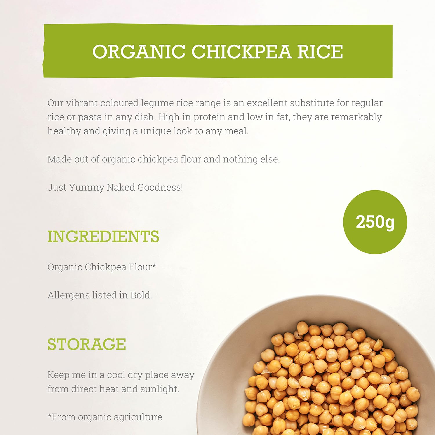 Mr Organic - Organic Chickpea Protein Rice 250g 3