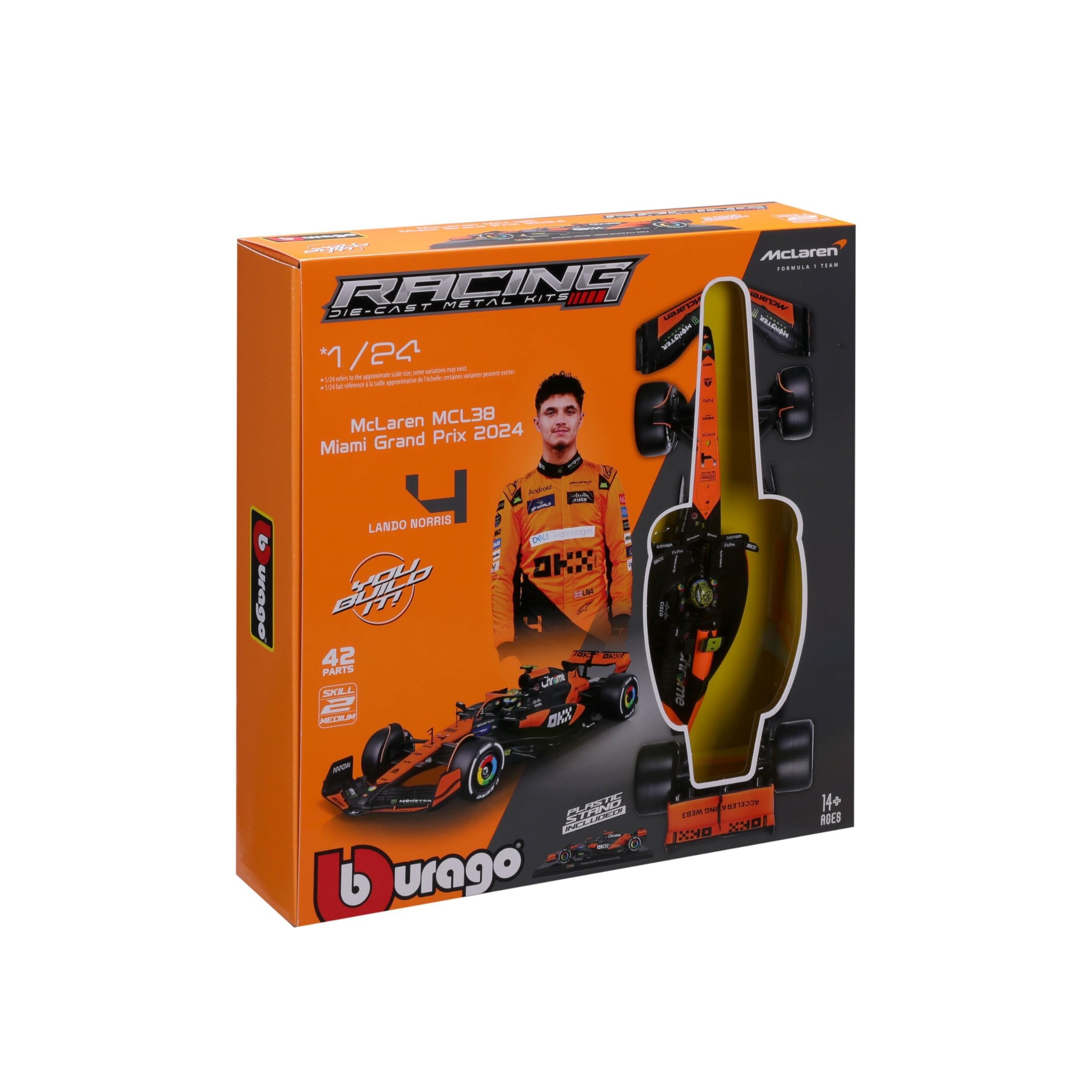 Bburago Build-It-Yourself Die-Cast Formula 1 Model Kit - McLaren MCL38 (2024) | 1:24 Scale | 42 Pieces 6