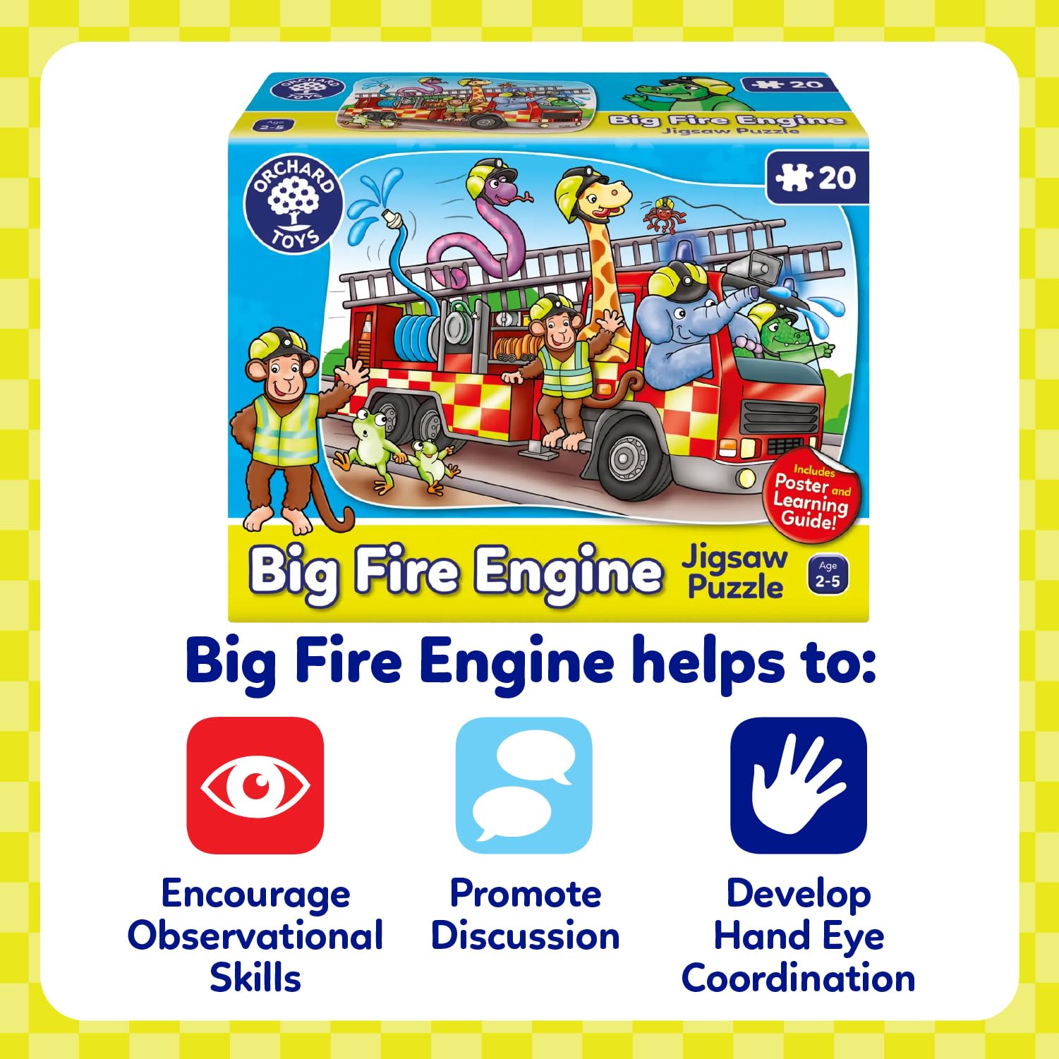 Orchard Toys Big Fire Engine Jigsaw Puzzle - 20 Pieces | Ages 2-5 Years