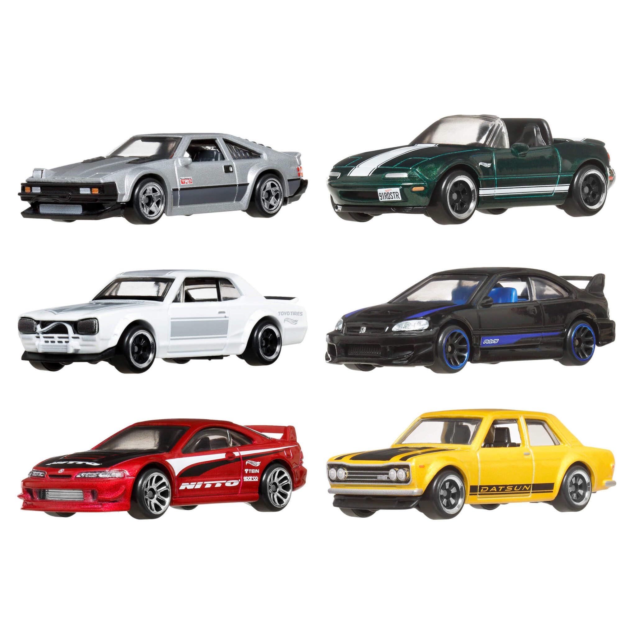 Hot Wheels 1:64 Scale Die-Cast Toy Cars - Set of 6 Japanese Vehicles for Kids 3+ 5