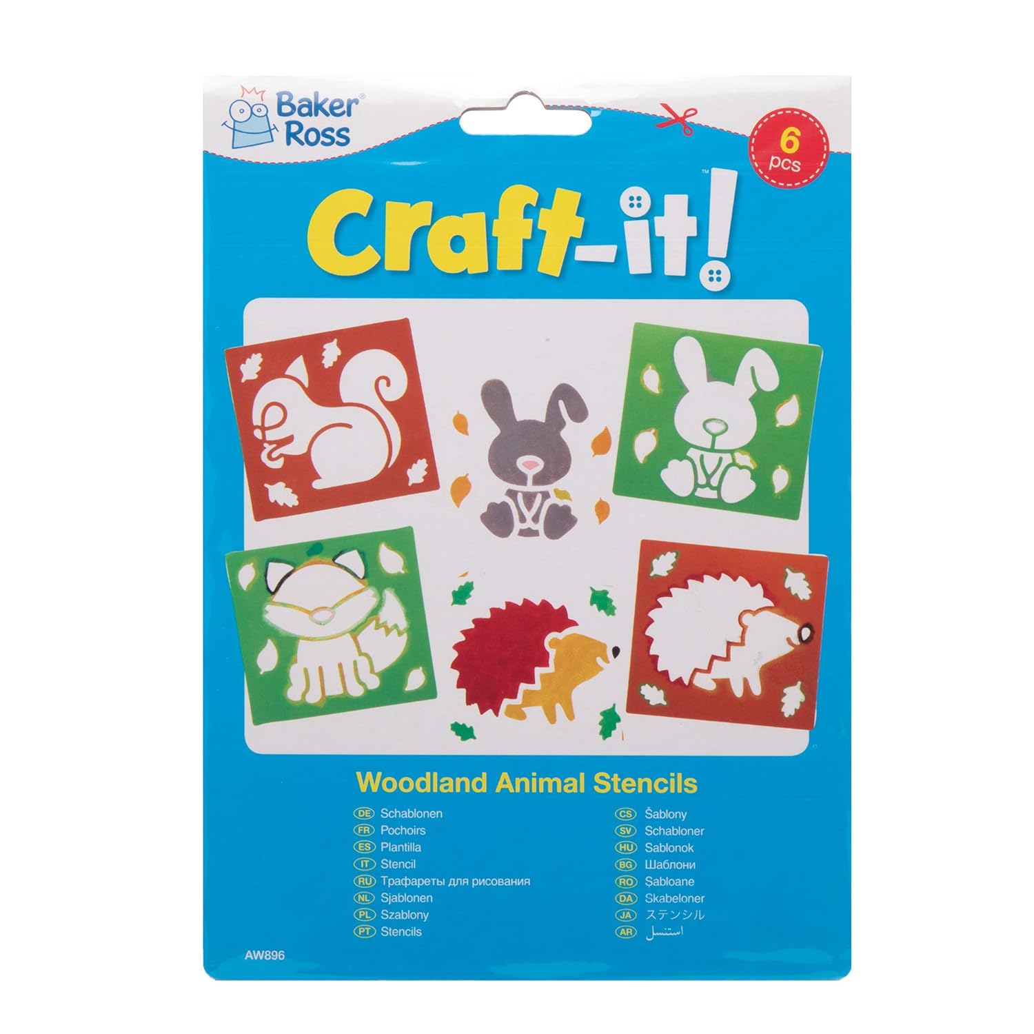 Baker Ross AW896 Woodland Animal Stencils - Arts and Crafts for Kids (Pack of 6), Brown & Green 4