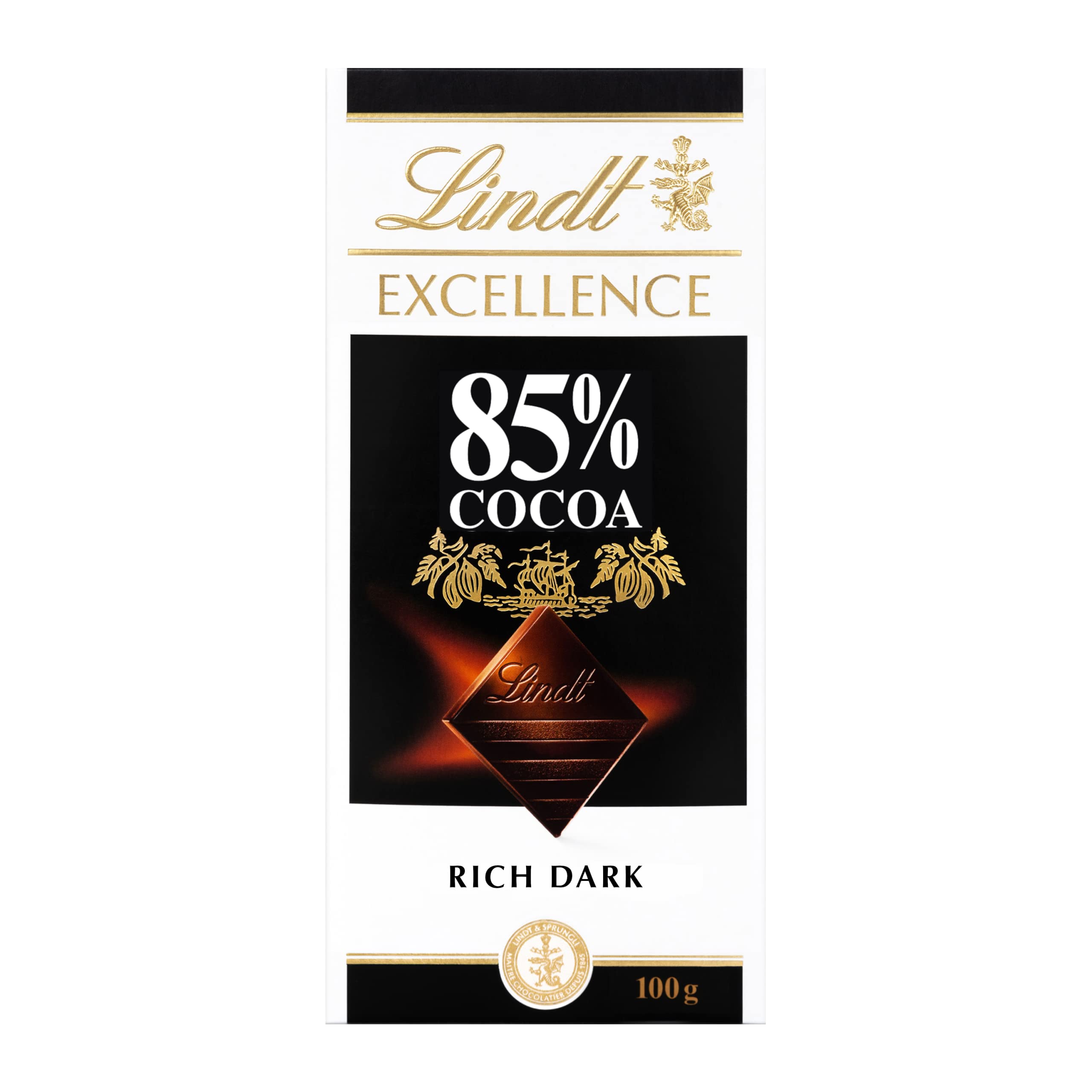 Lindt Excellence Dark 85% Cocoa Chocolate Bar, 100g