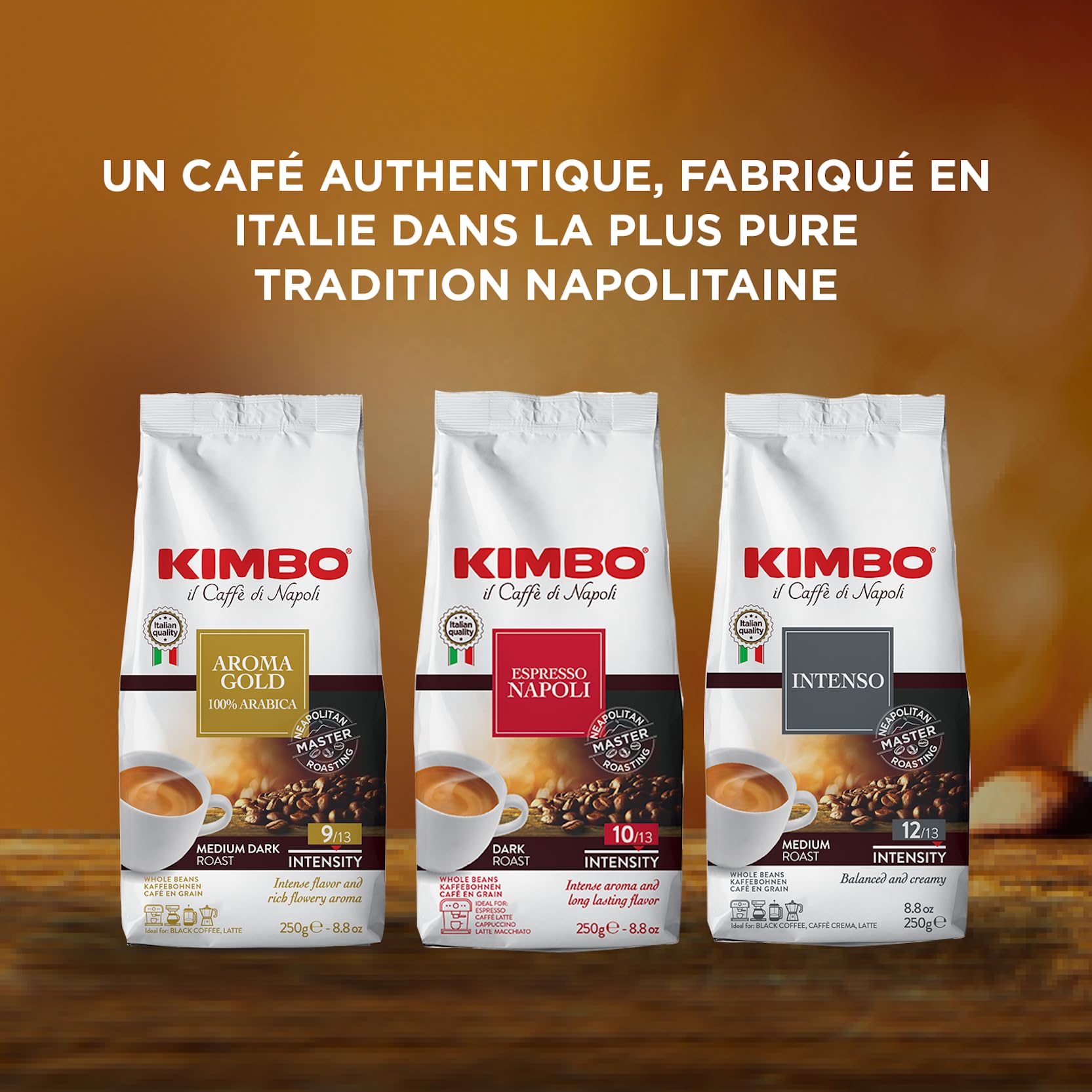 Kimbo Espresso Intenso Whole Coffee Beans, Medium Roast, 250g 7