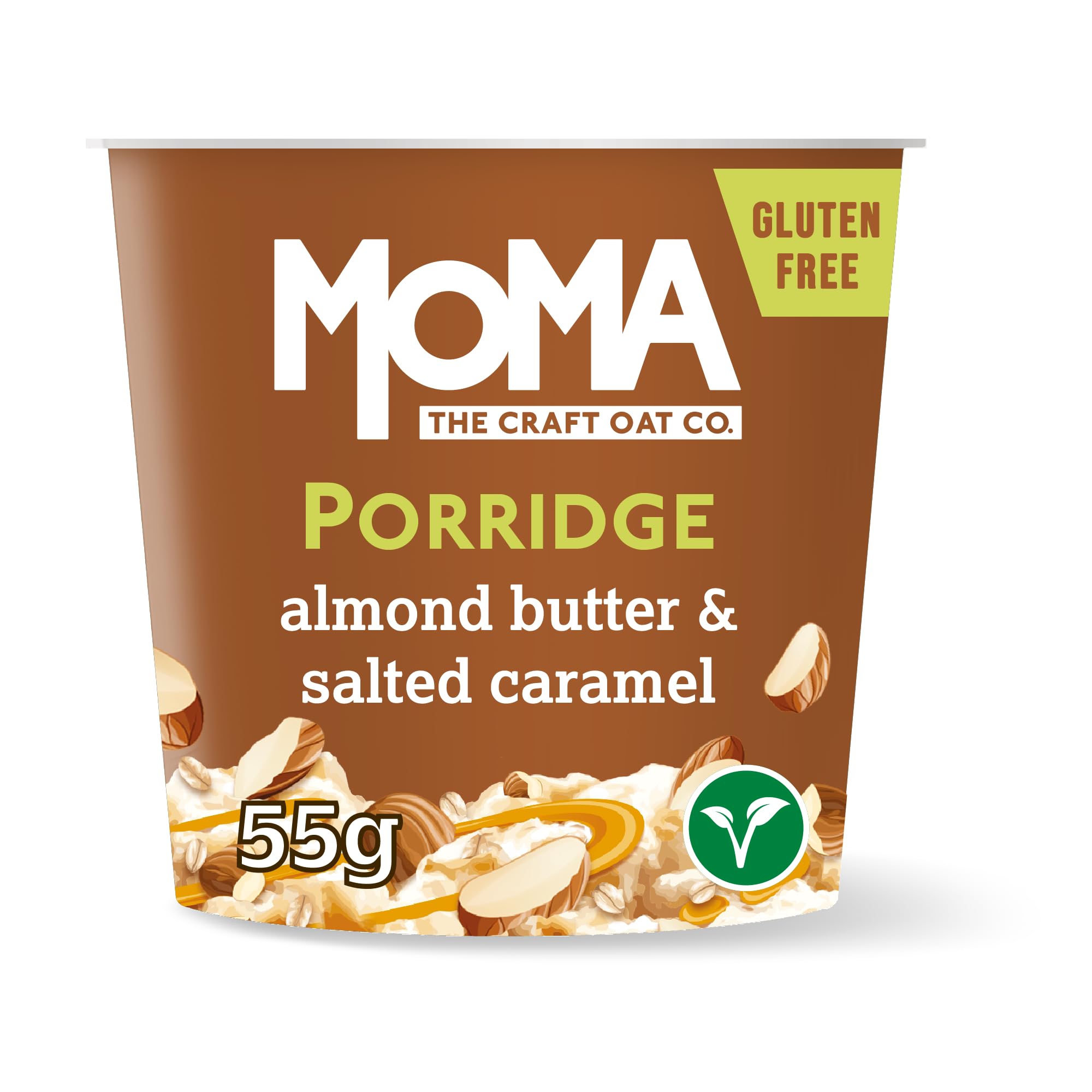MOMA Almond Butter & Salted Caramel Instant Porridge Pot - 55g - Gluten Free, Dairy Free, Vegan Oat Breakfast 7