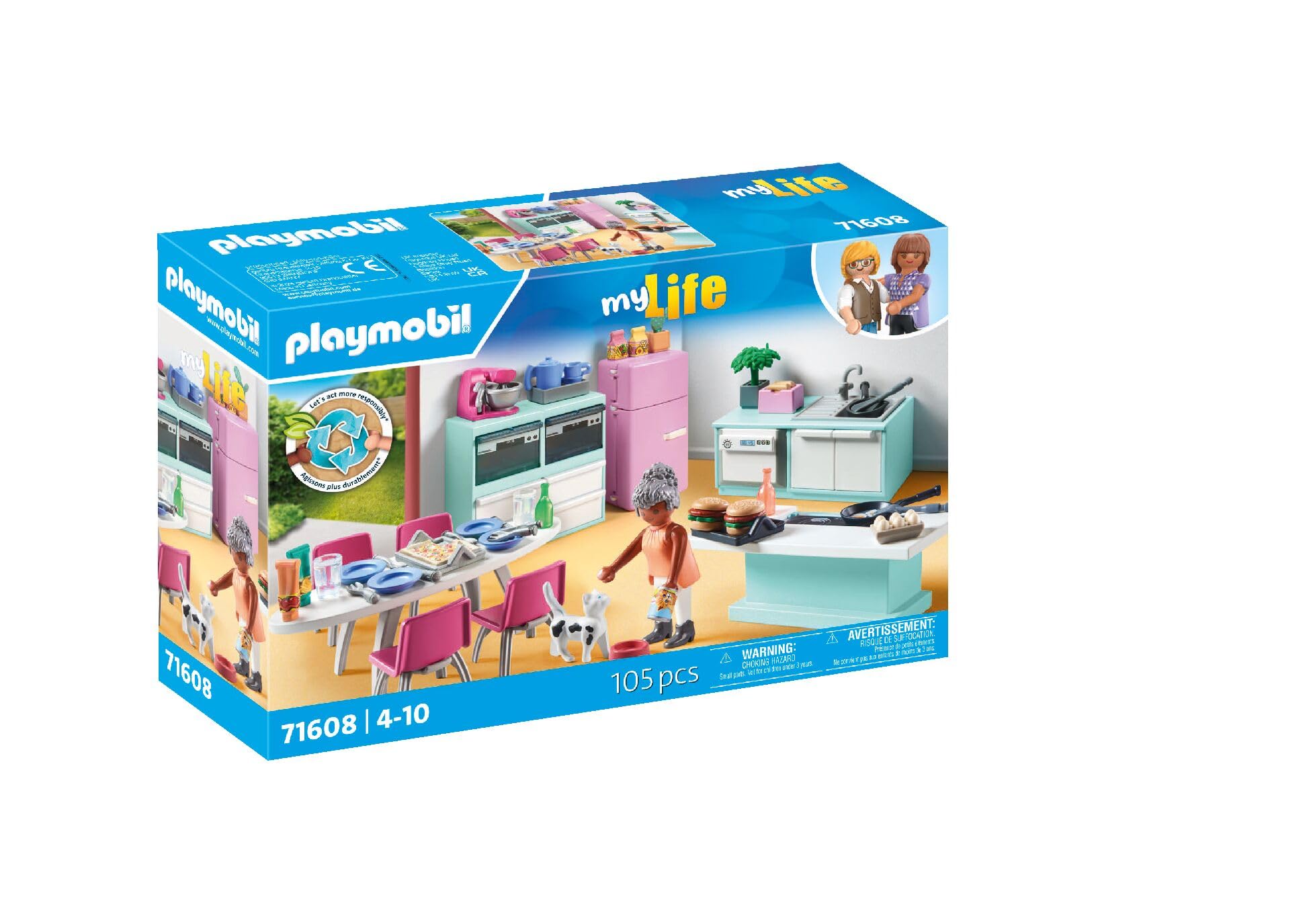 Playmobil myLife Kitchen with Dining Place Playset | 105 Pieces | Ages 4+