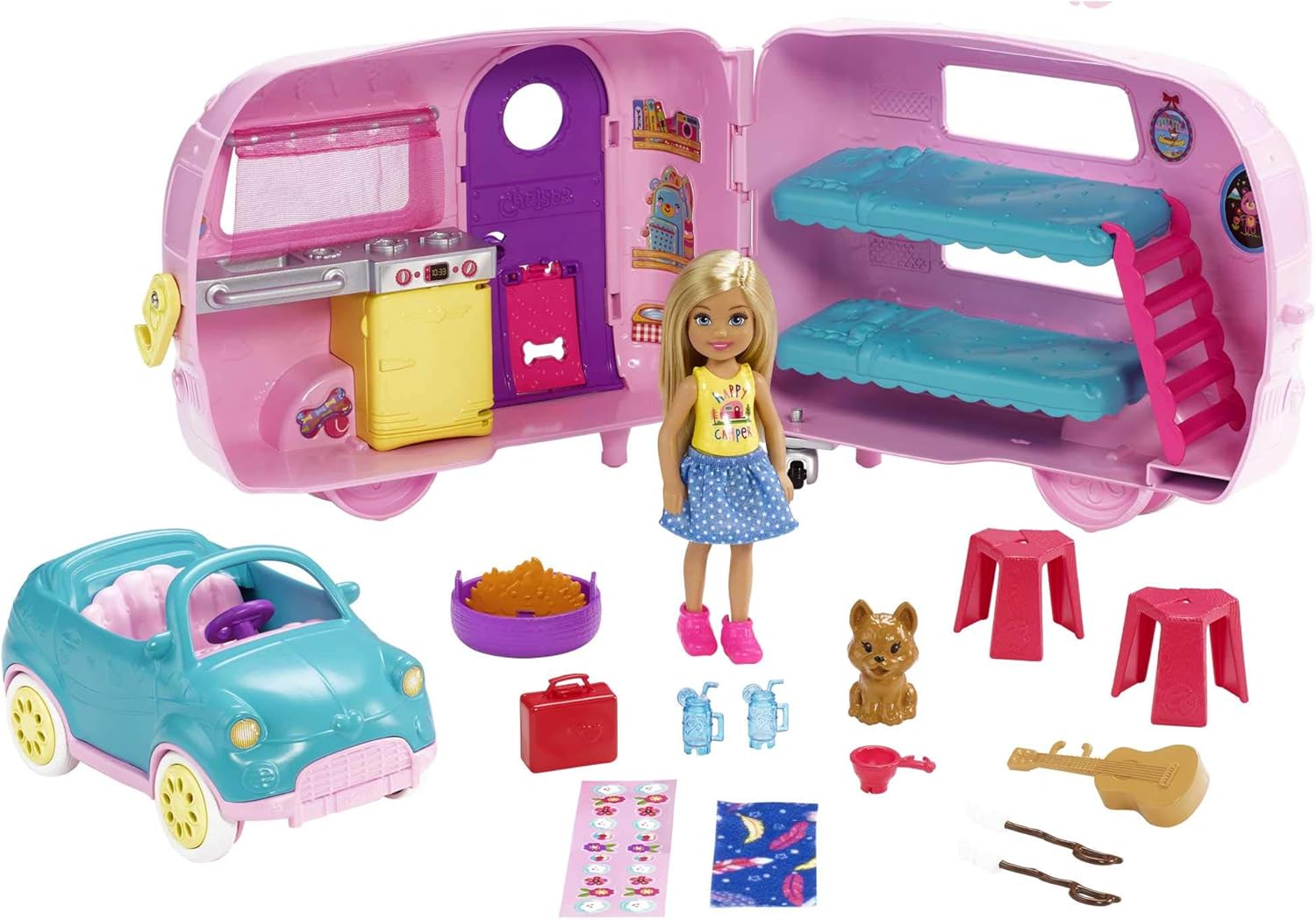 Barbie Club Chelsea Camper Playset - Vehicle, Doll, Puppy & 10 Accessories for Ages 3+