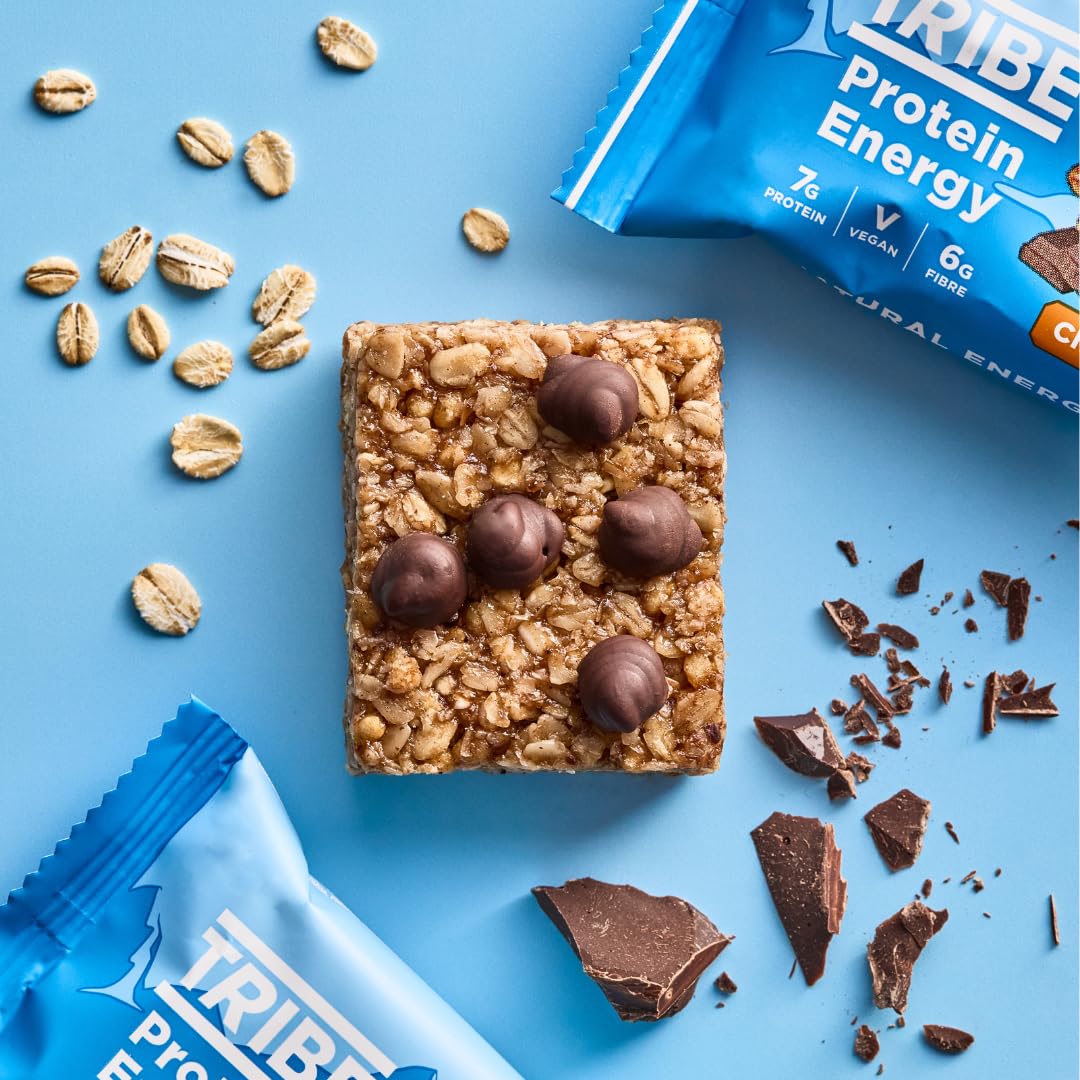 TRIBE Protein Energy Flapjack - Choc Chip - Plant Based, Vegan, High Protein, High Fibre 6