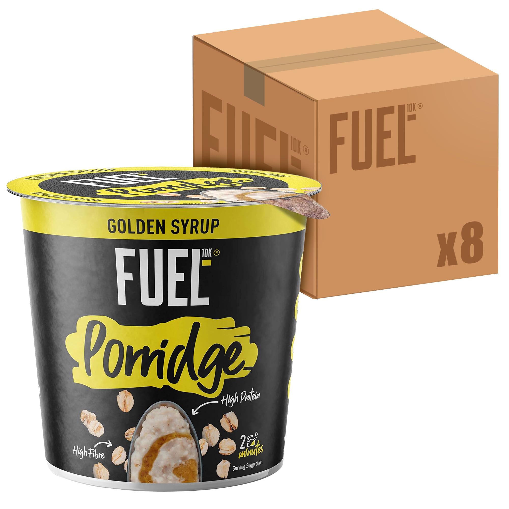 FUEL10K Golden Syrup High Protein Porridge Oat Cereal Pot - 8 x 70g