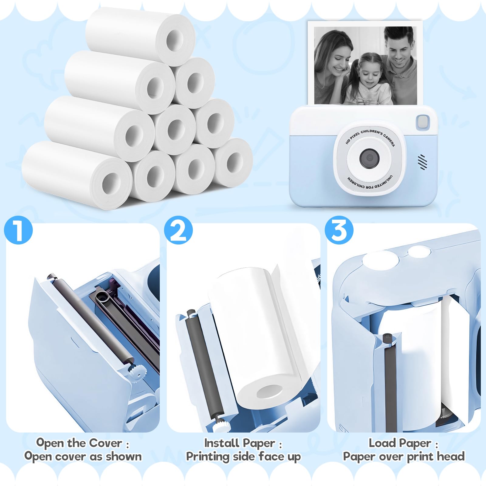 MOXYOY Kids Camera Paper Roll - 10 Rolls Thermal Print Paper | 57x25mm Coreless | BPA-Free 5