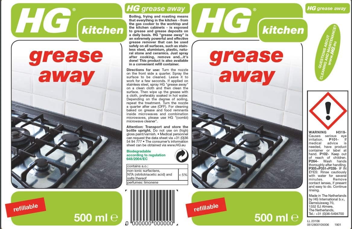 HG Grease Away - Kitchen Degreaser Spray for Fats & Oils, 500ml 4