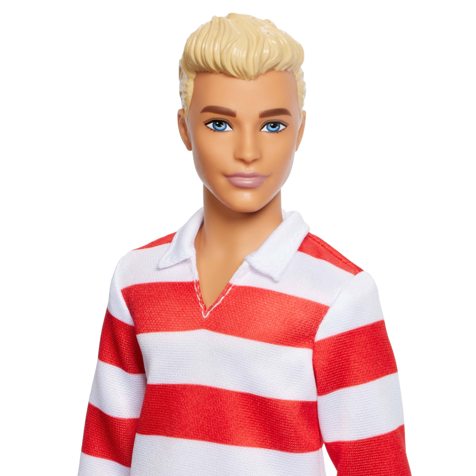 Barbie Fashionistas Ken Doll #241 with Blonde Hair - Red & White Striped Polo, Pink Shorts, White Sneakers 5