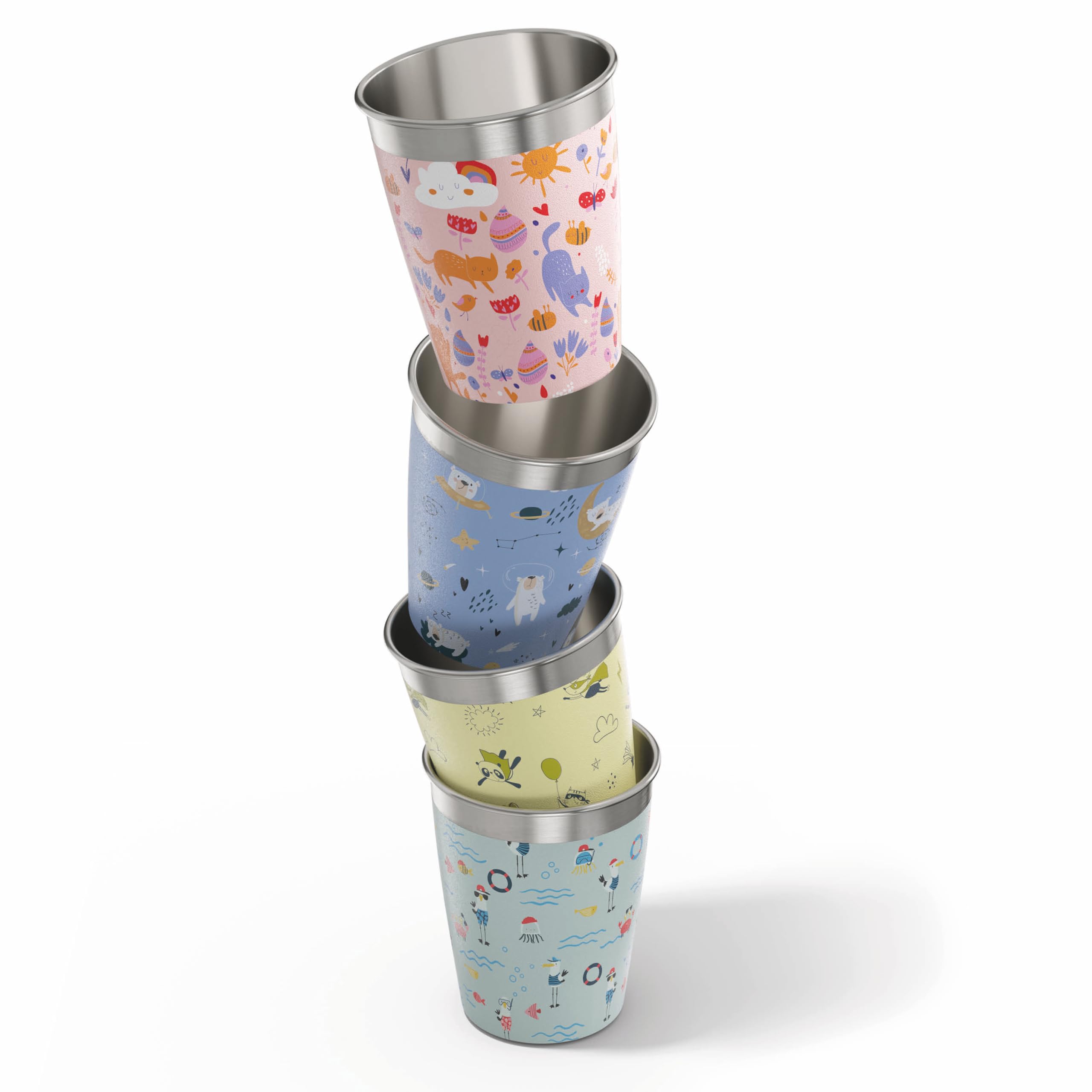 Sigg Kids Cup Set - 4x 0.35L Stainless Steel Drinking Cups, Daydream Design 7