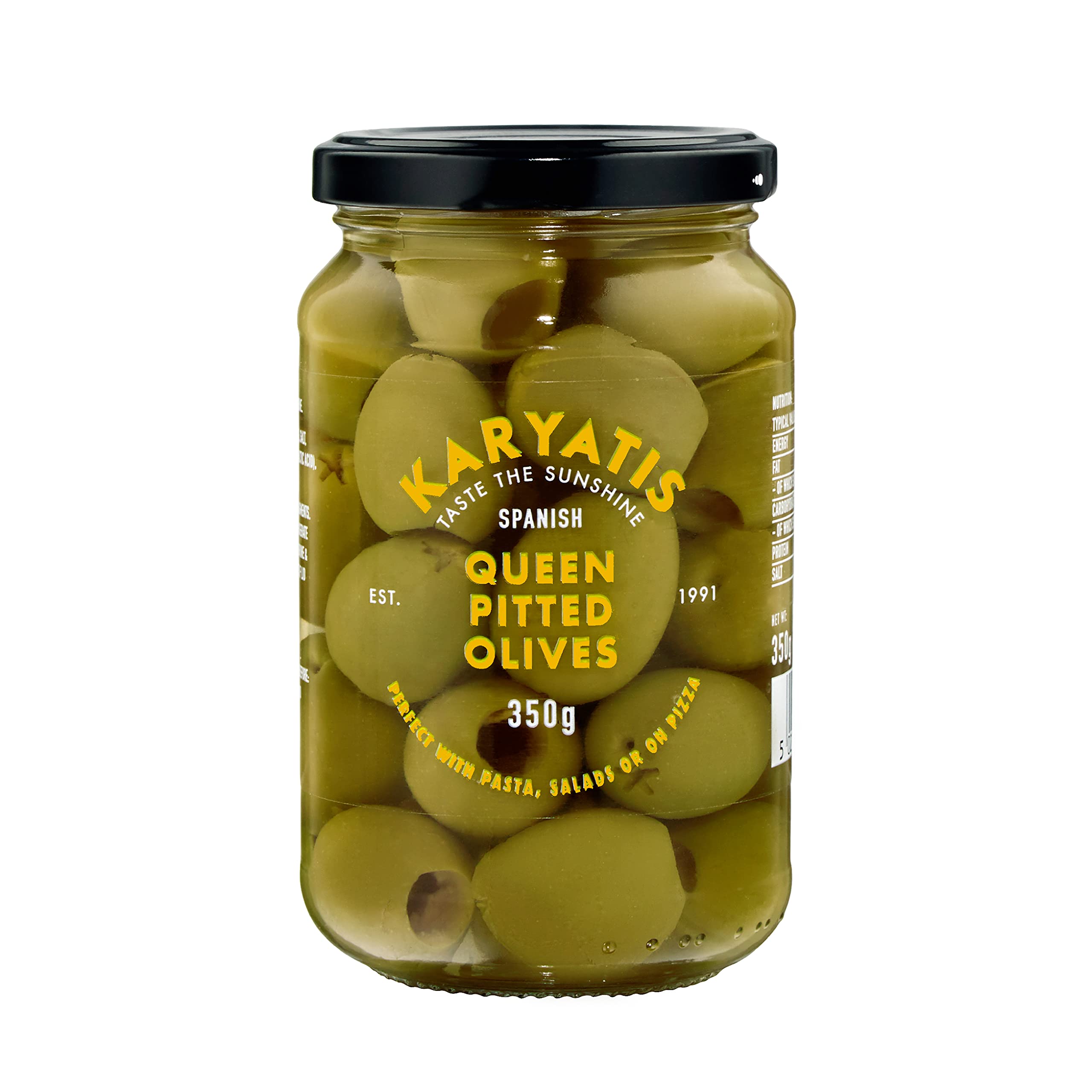Karyatis Spanish Green Queen Olives in Brine, 350g Glass Jar