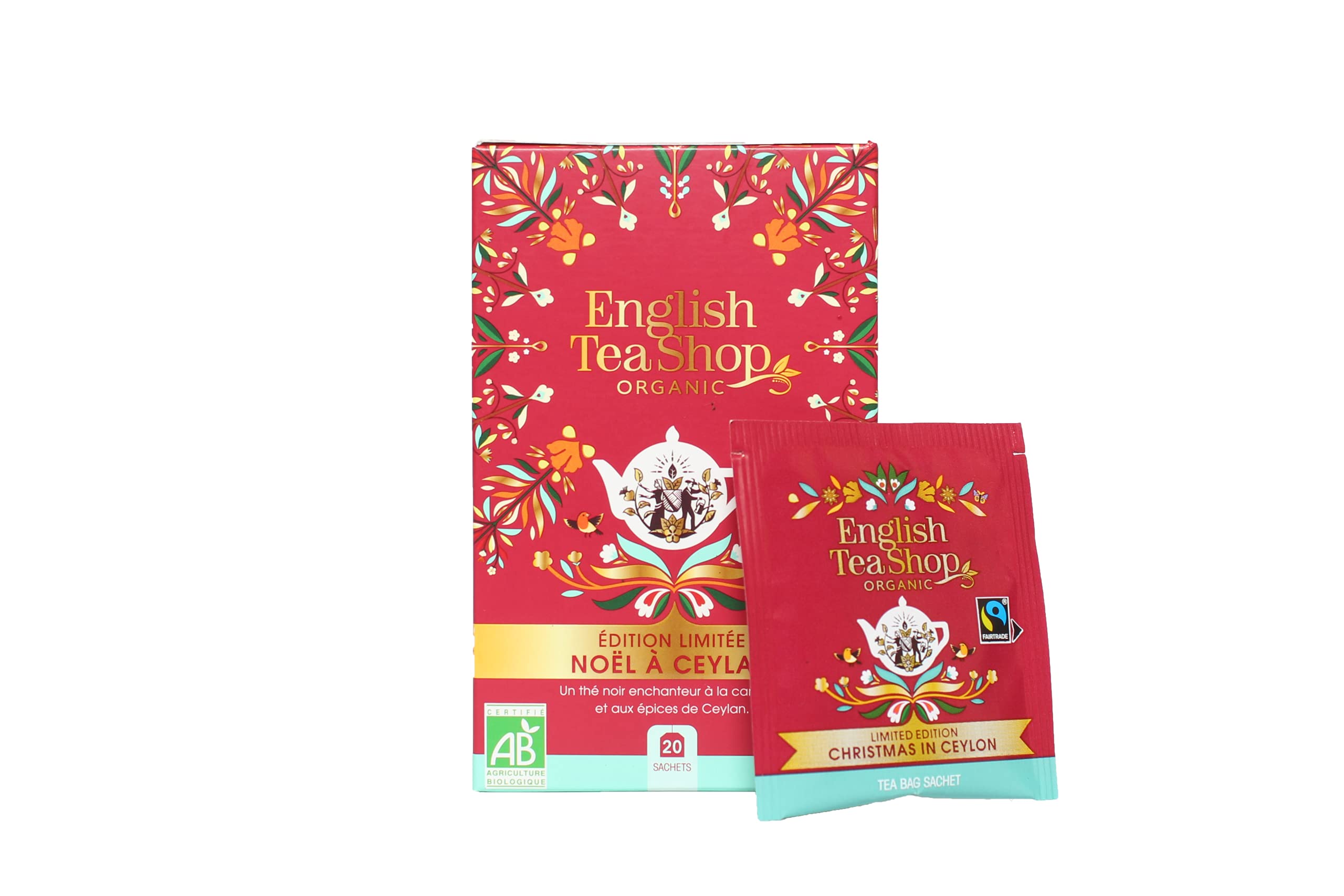 English Tea Shop Organic Fairtrade Christmas in Ceylon - 20 Compostable Tea Bag Sachets