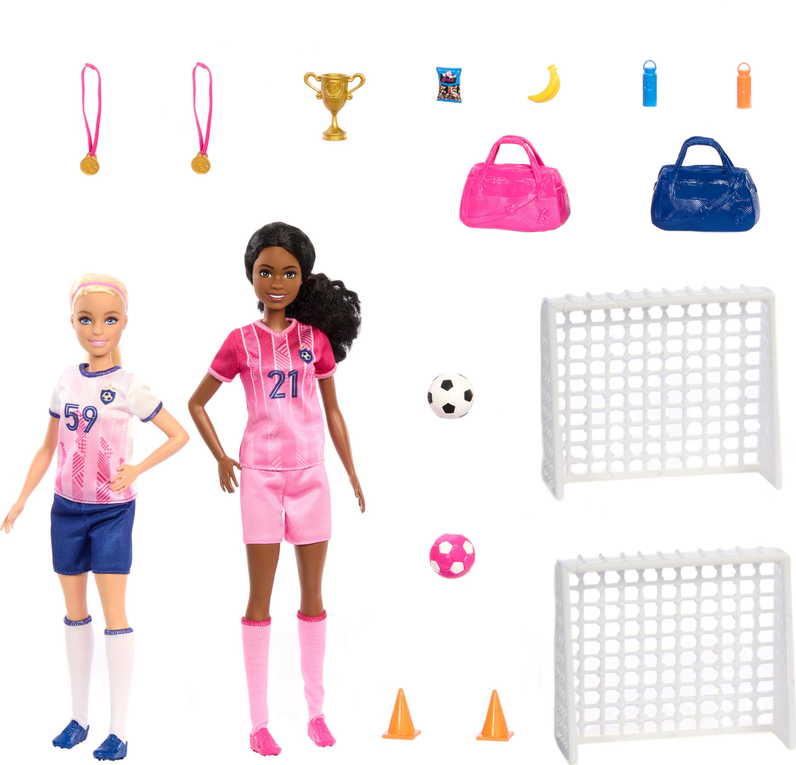 Barbie Careers Soccer Player Playset - 2 Fashion Dolls & 15 Accessories for Kids 3+ 3