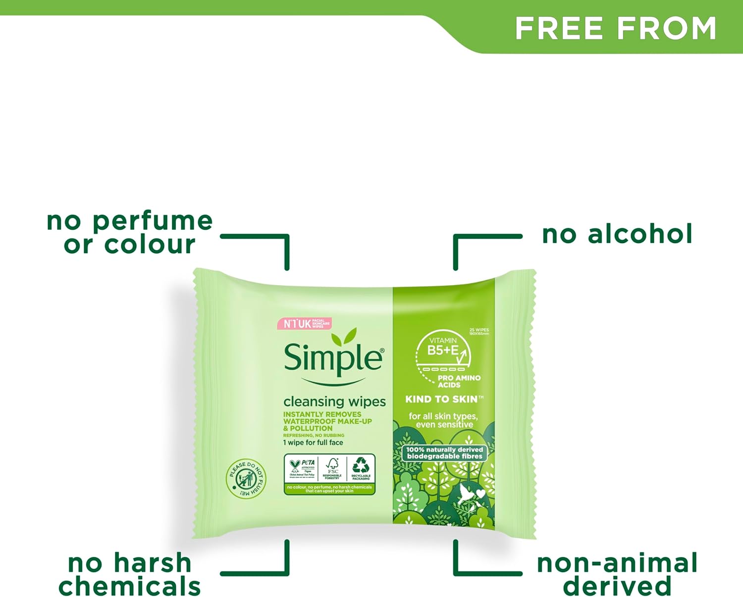 Simple Kind to Skin Biodegradable Cleansing Wipes (140 Wipes) 4