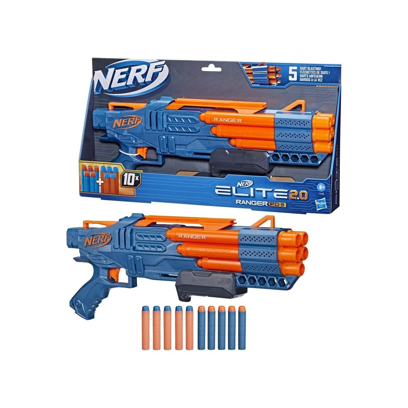Nerf Elite 2.0 Ranger PD-5 Blaster - 5-Barrel Pump-Action Foam Dart Gun 3