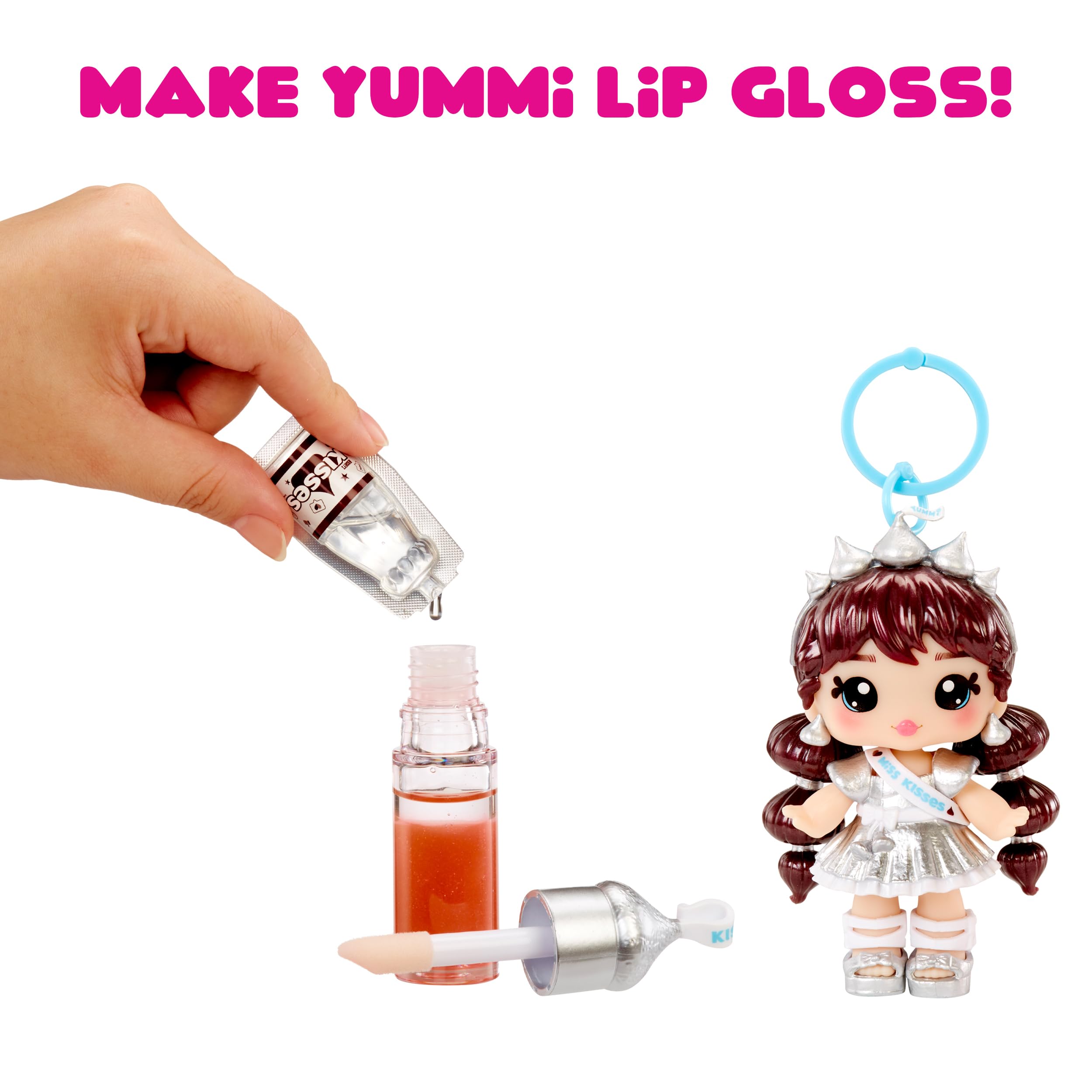 Yummiland x Hershey’s Kisses Coco Kisses Doll - DIY Lip Gloss Kit with Keychain, Articulated Fashion Doll for Ages 4+ 13