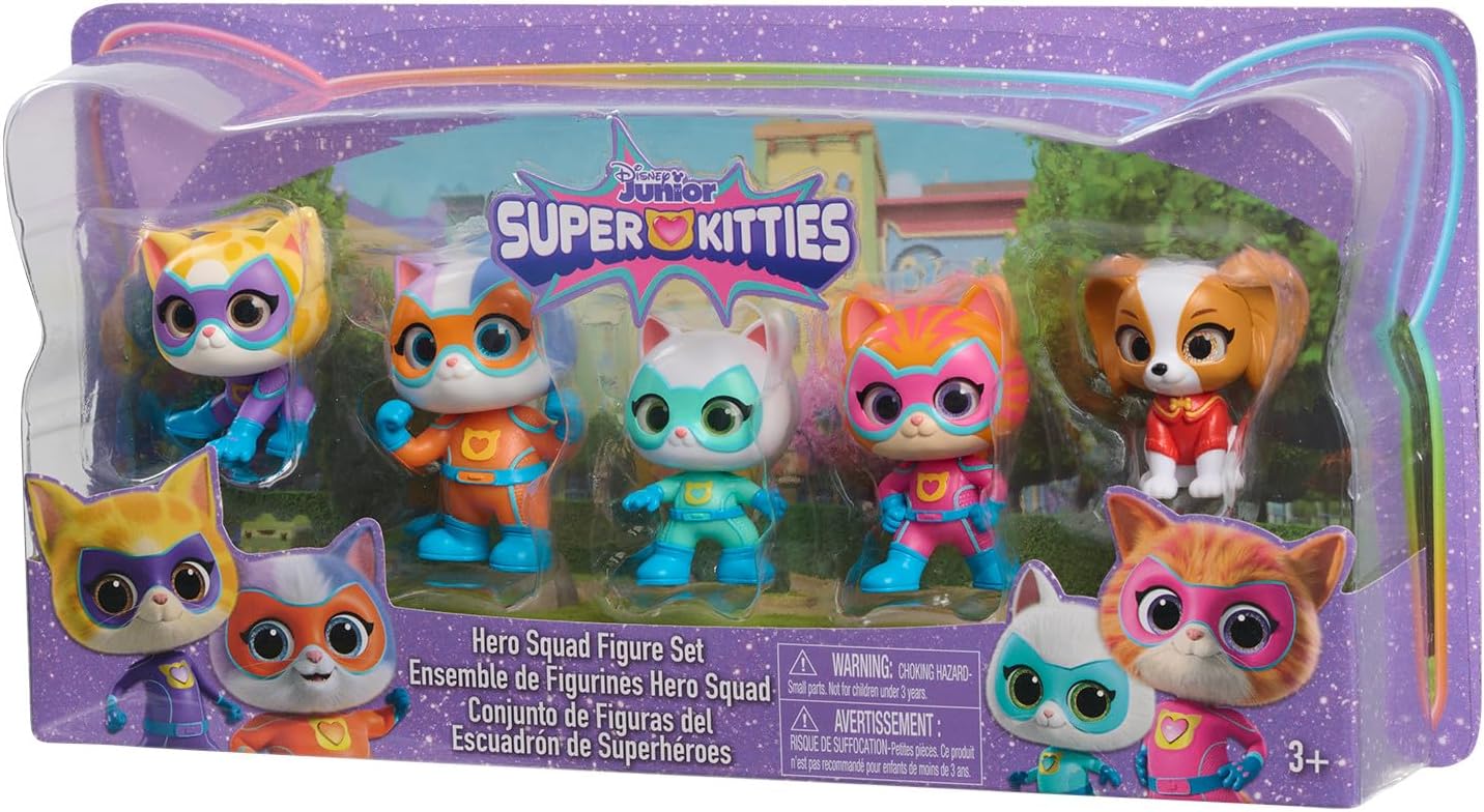Disney Junior SuperKitties Hero Squad Figure Set - 5-Piece Action Figure Playset for Ages 3+ 4