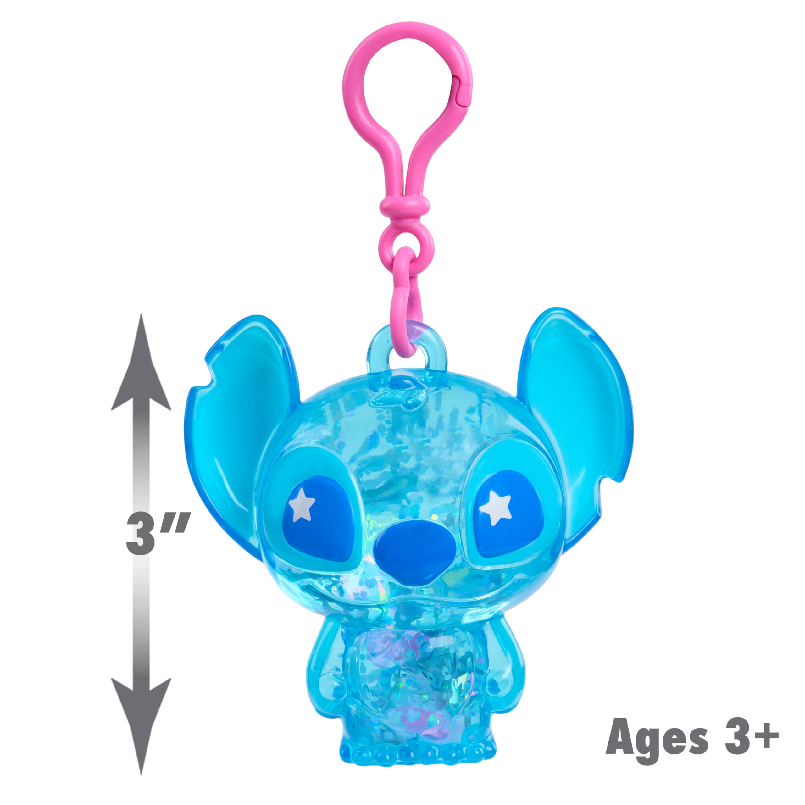 Just Play Disney Stitch Swirl-a-Stitch Clip-on Figure, 7.6 cm Liquid-Filled Glitter Toy with Colorful Beads 4